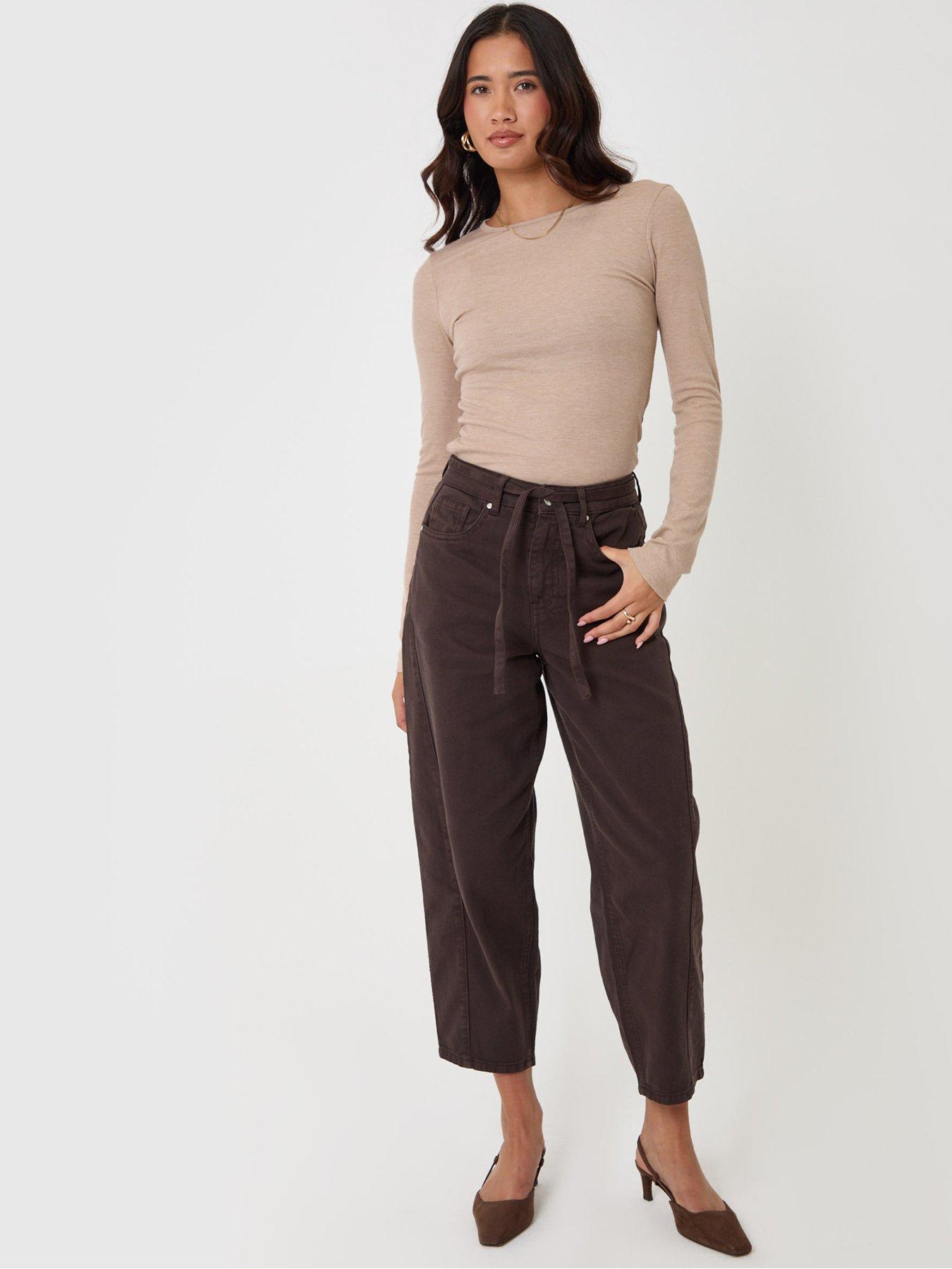 Image 5 of 5 of Threadbare Womens Barrel Leg Jeans - Brown