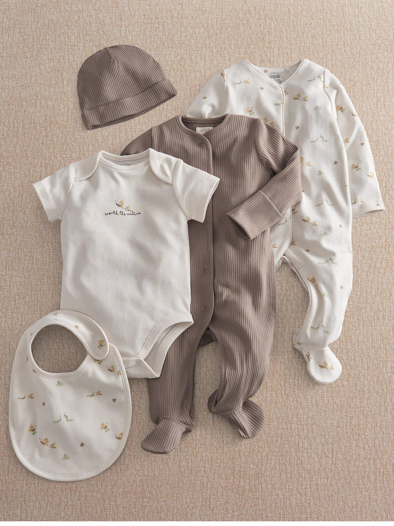 Mamas & Papas Baby Unisex Worth The Wait 5 Piece Newborn Set, Cream, Size Age: Newborn