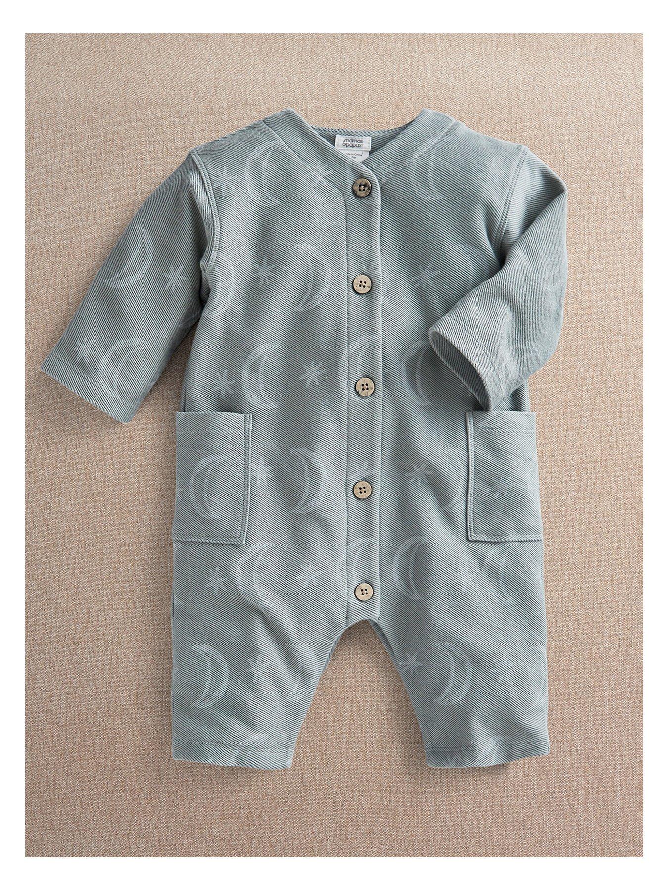 Mamas & Papas Baby Unisex Moon Print Romper, Green, Size Age: Up To 1 Month