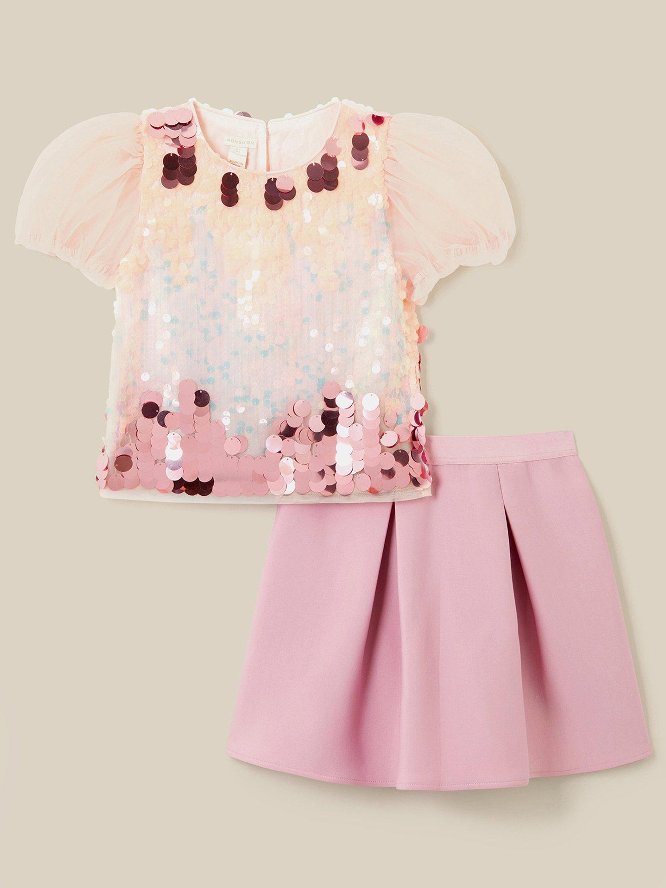 Image 2 of 4 of Monsoon Girls Sherbet Sequin Scuba Skirt Set - Multi