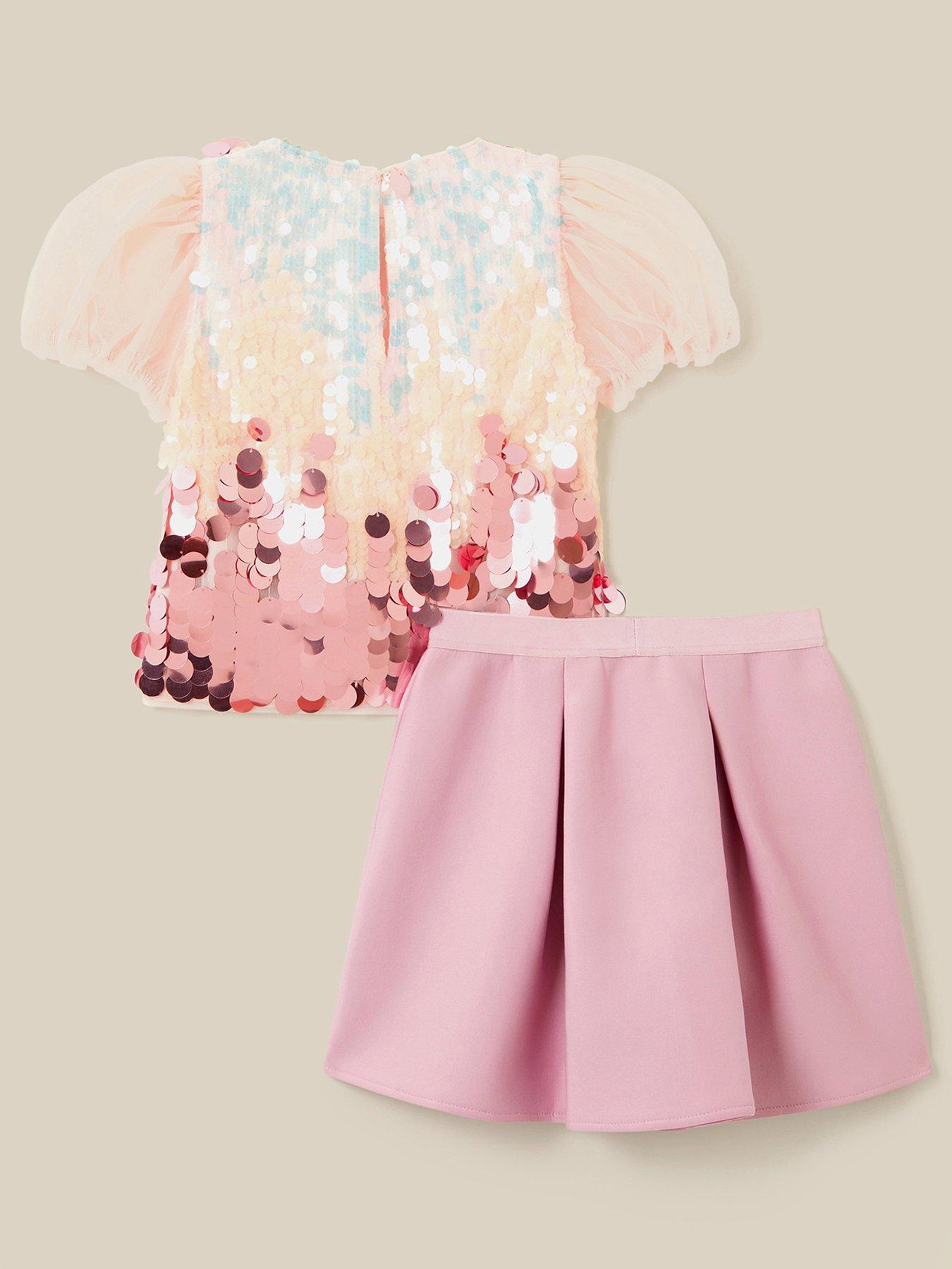 Image 3 of 4 of Monsoon Girls Sherbet Sequin Scuba Skirt Set - Multi