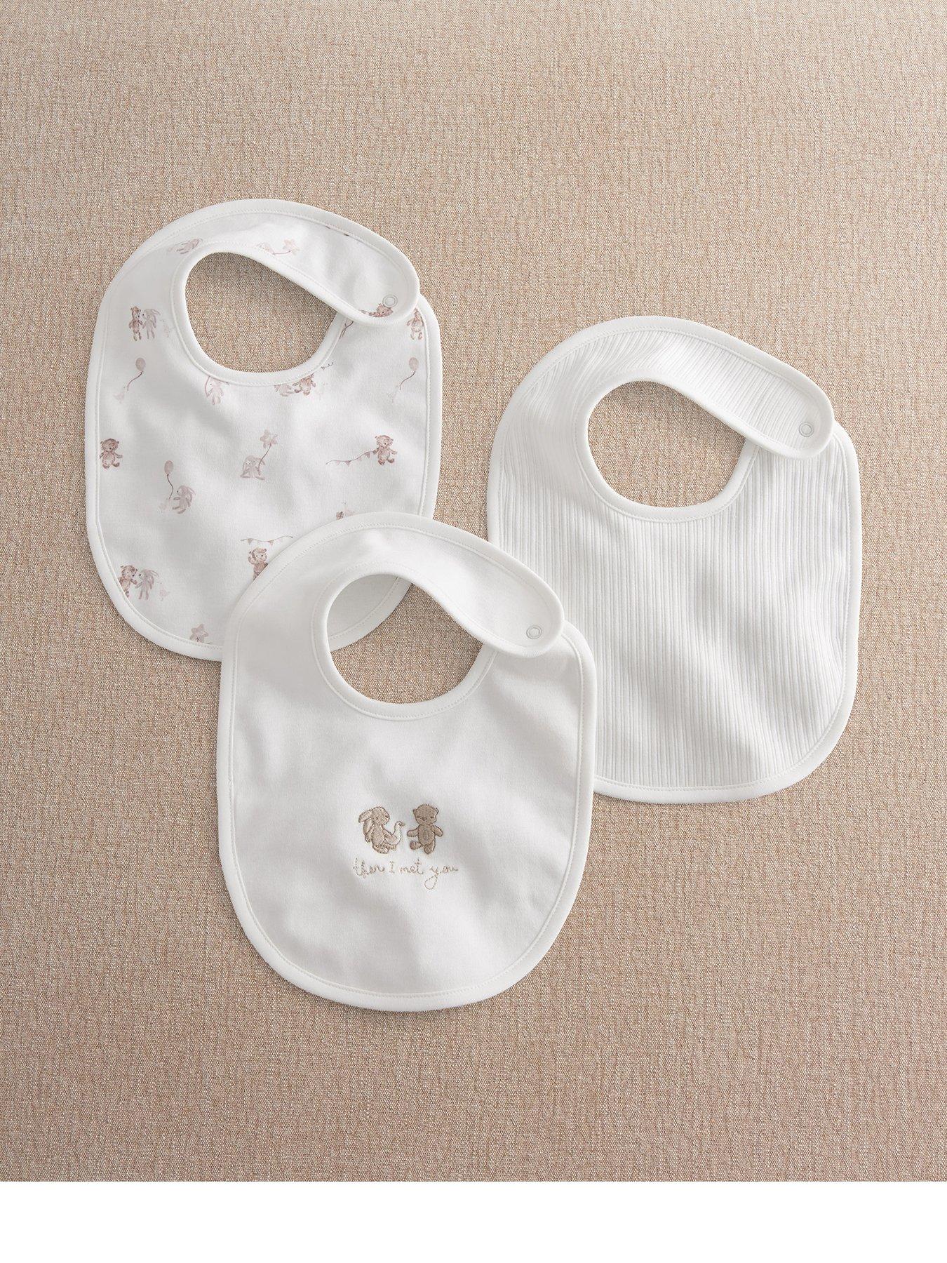Image 1 of 3 of Mamas & Papas Baby Unisex 3 Pack Celebration Print Bibs - White