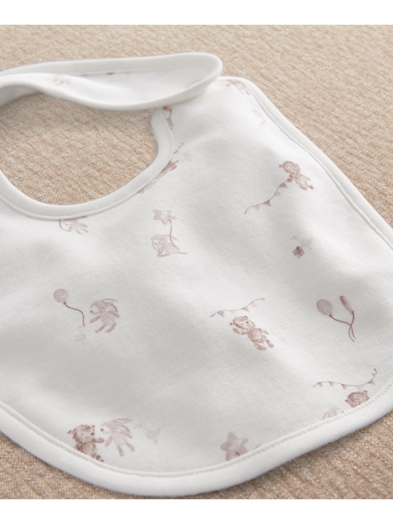 Image 2 of 3 of Mamas & Papas Baby Unisex 3 Pack Celebration Print Bibs - White