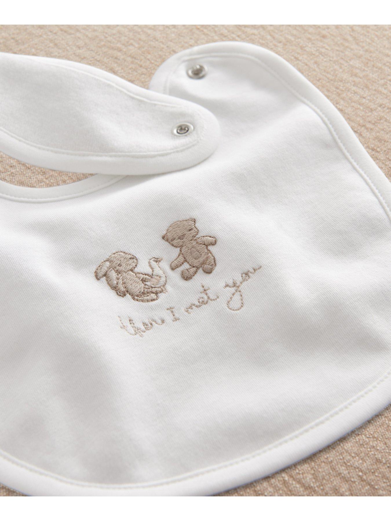 Image 3 of 3 of Mamas & Papas Baby Unisex 3 Pack Celebration Print Bibs - White