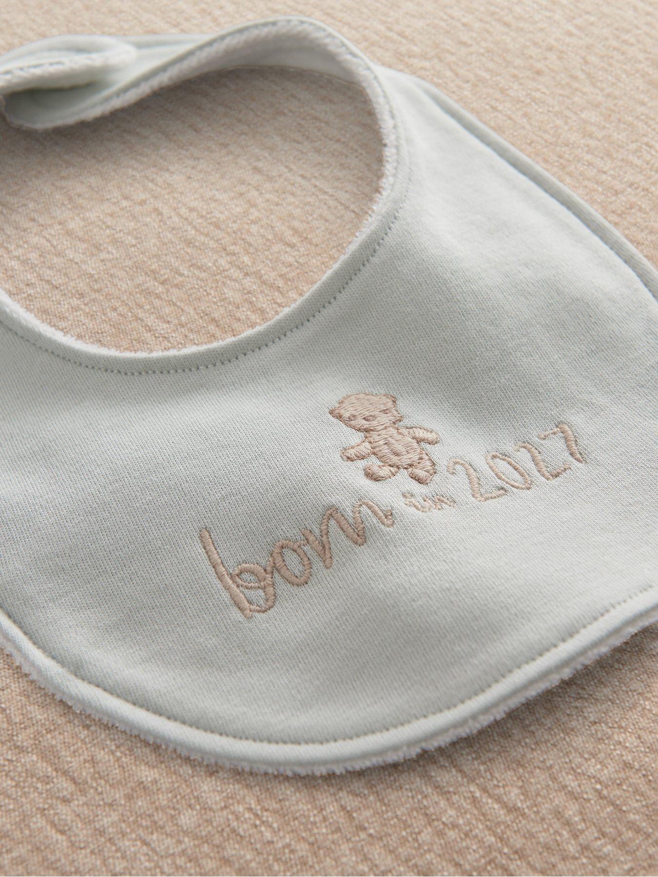 Image 2 of 3 of Mamas & Papas Baby Boys Born In 2027 Bear Bib - Blue