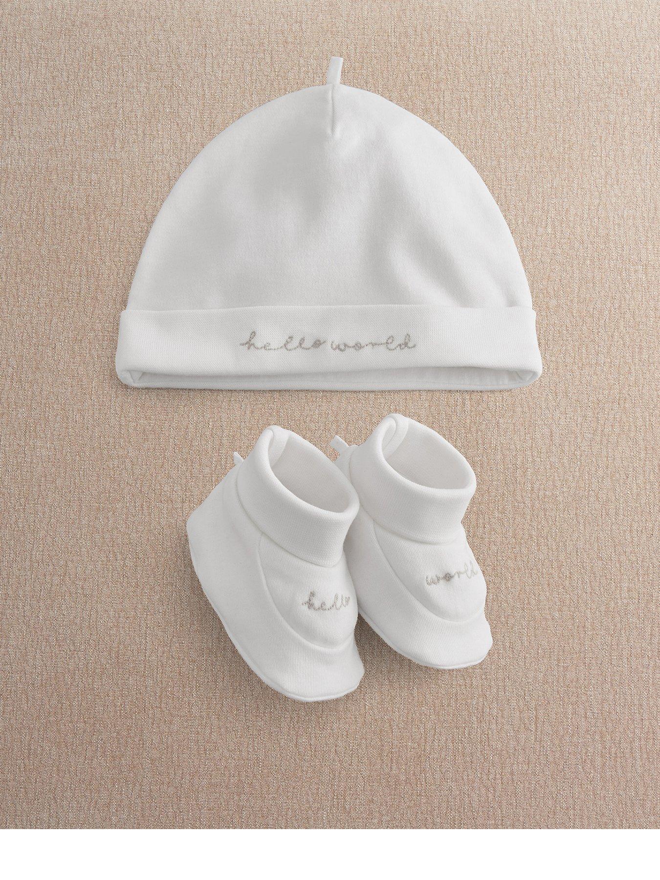 Mamas & Papas Baby Unisex Hello World Hat Booties - White