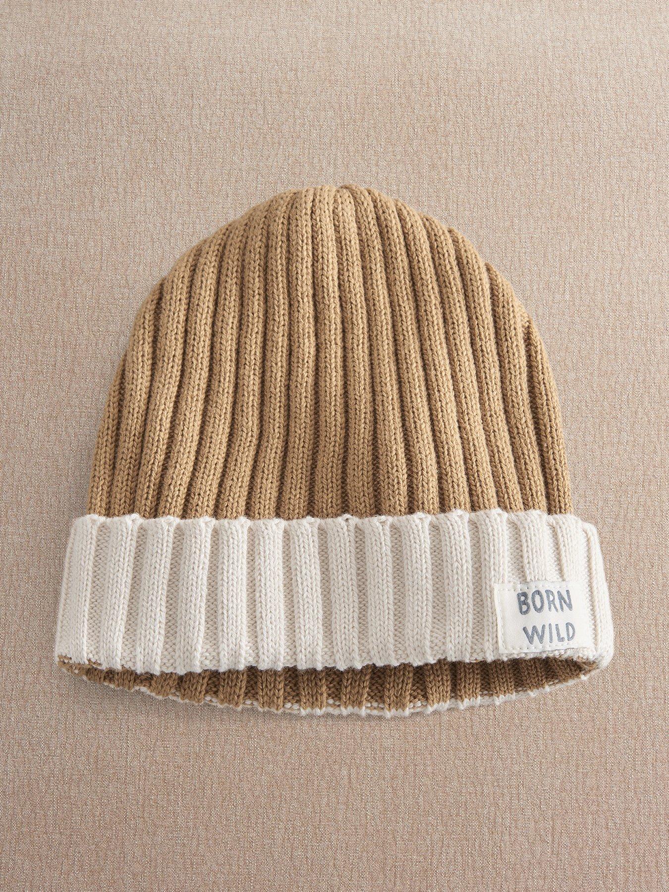 Mamas & Papas Baby Boys Born Wild Knitted Beanie, Brown, Size 6-12 Months
