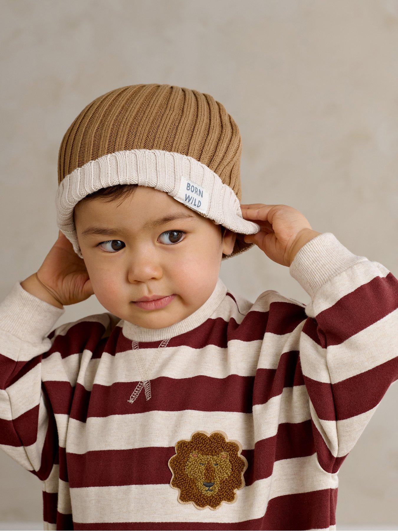 Image 2 of 6 of Mamas & Papas Baby Boys Born Wild Knitted Beanie - Brown
