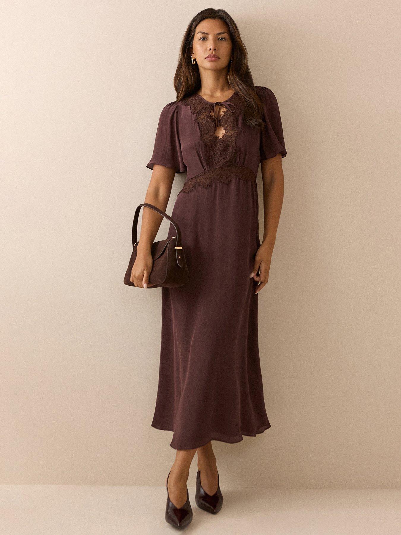 Nobodys Child Wynne Midi Dress, Brown, Size 6, Women