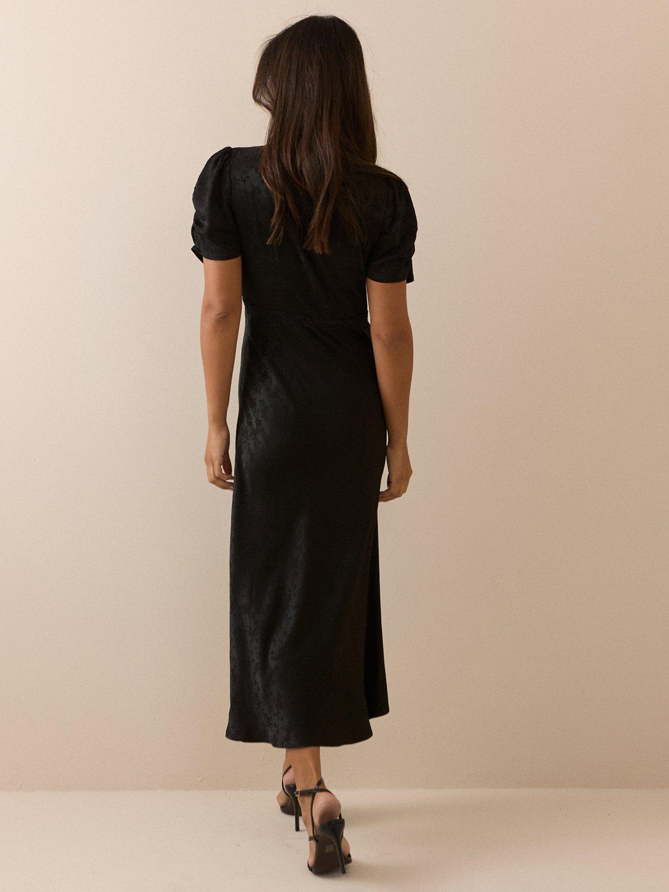 Image 2 of 6 of Nobodys Child Jacquard Floral Satin Nicolette Midi Dress - Black