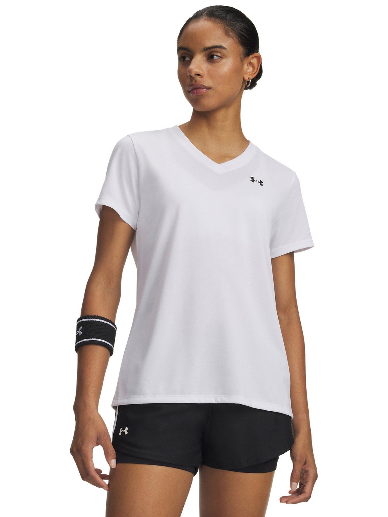 UNDER ARMOUR Womens Training Tech T-shirt V Neck - White