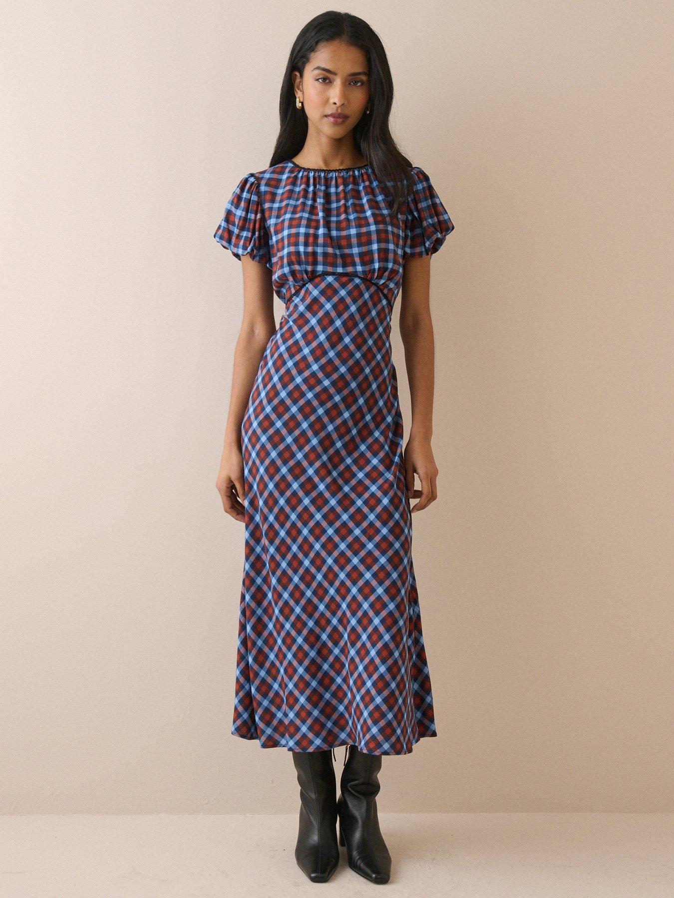 Nobodys Child Gingham Sicily Midi Dress - Blue