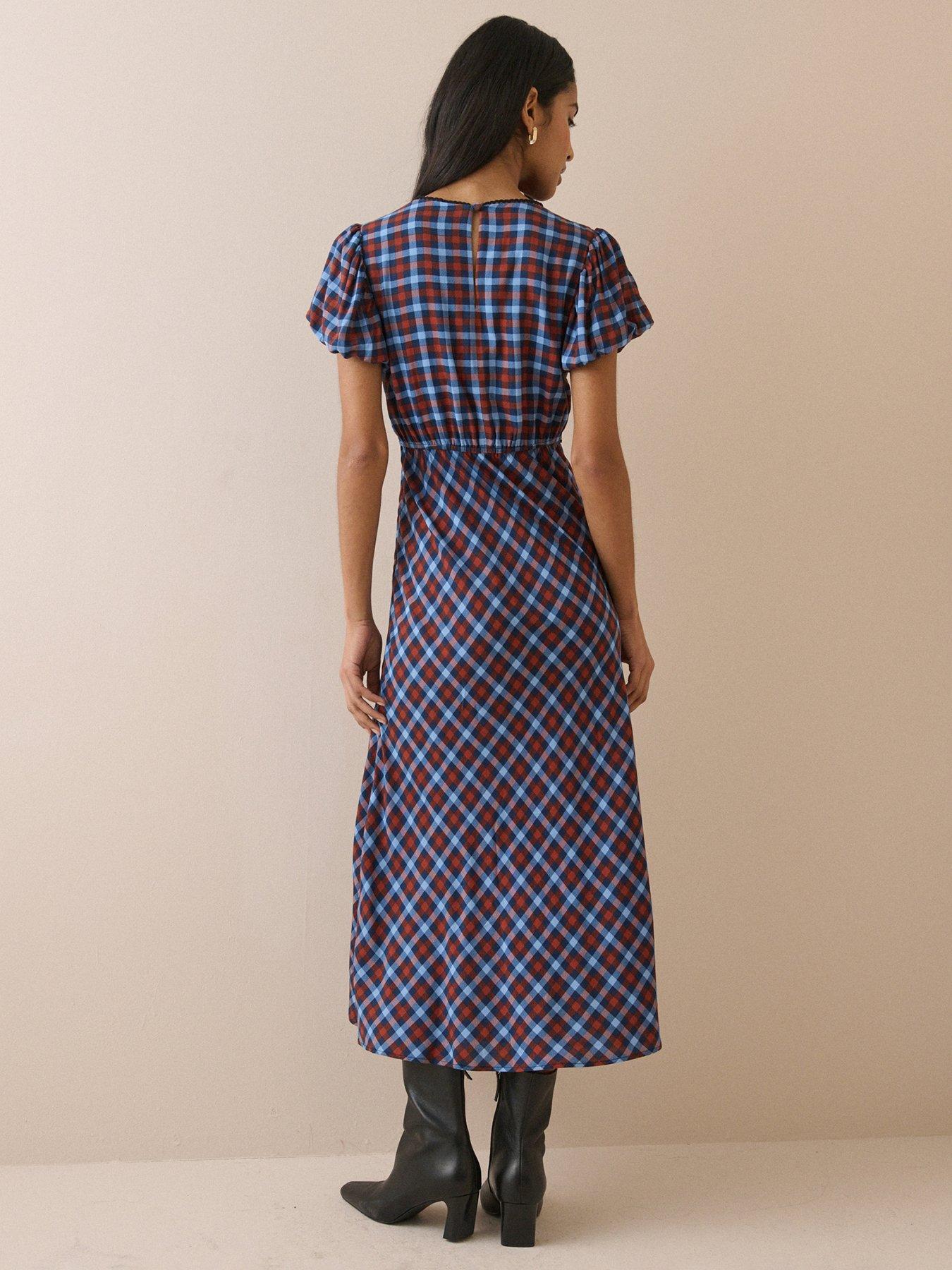 Image 2 of 5 of Nobodys Child Gingham Sicily Midi Dress - Blue