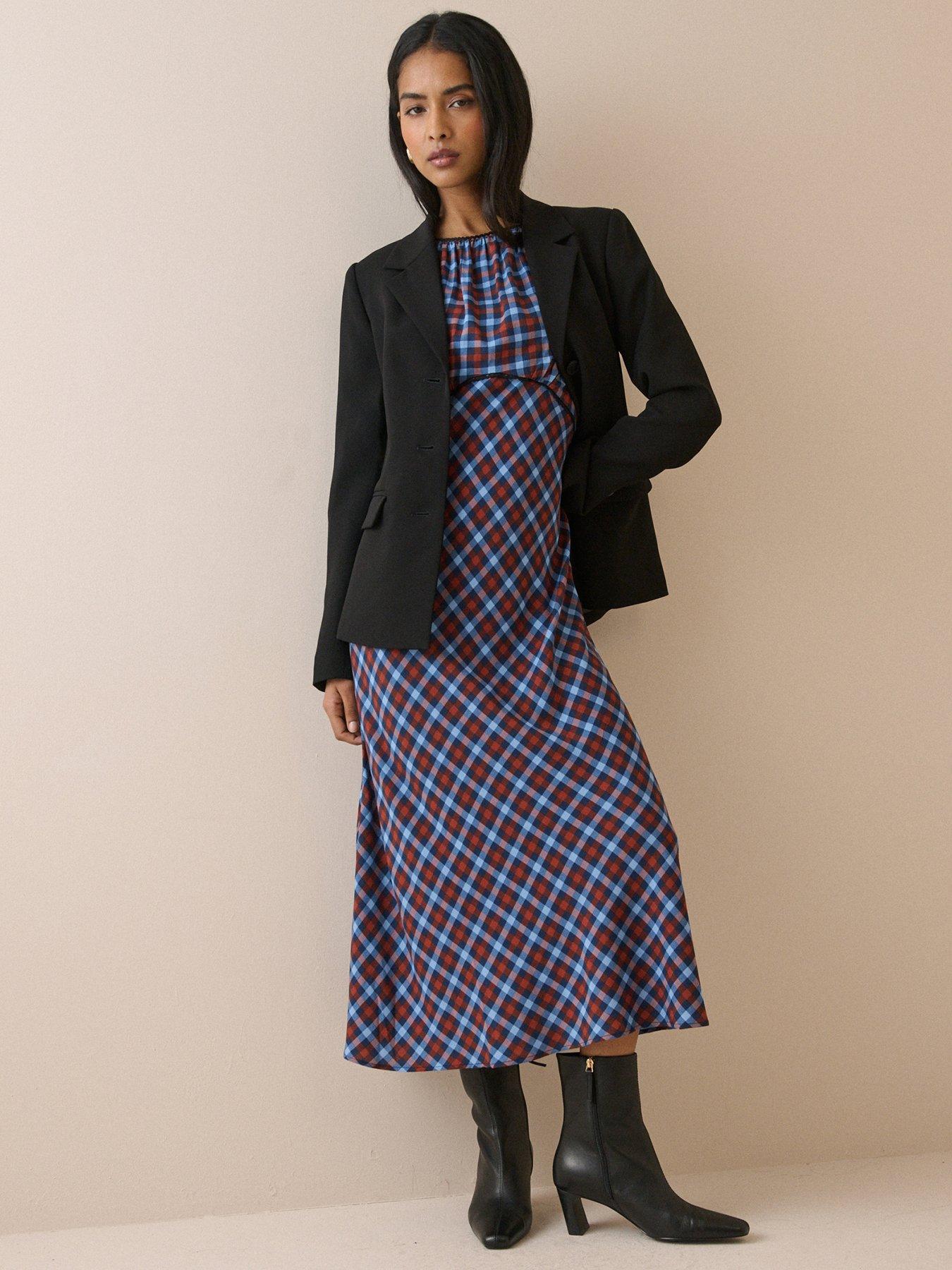Image 3 of 5 of Nobodys Child Gingham Sicily Midi Dress - Blue