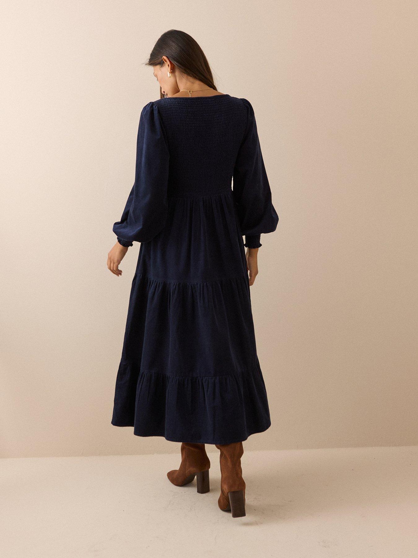 Image 2 of 5 of Nobodys Child Cord Tiered Ruby Midi Dress - Blue