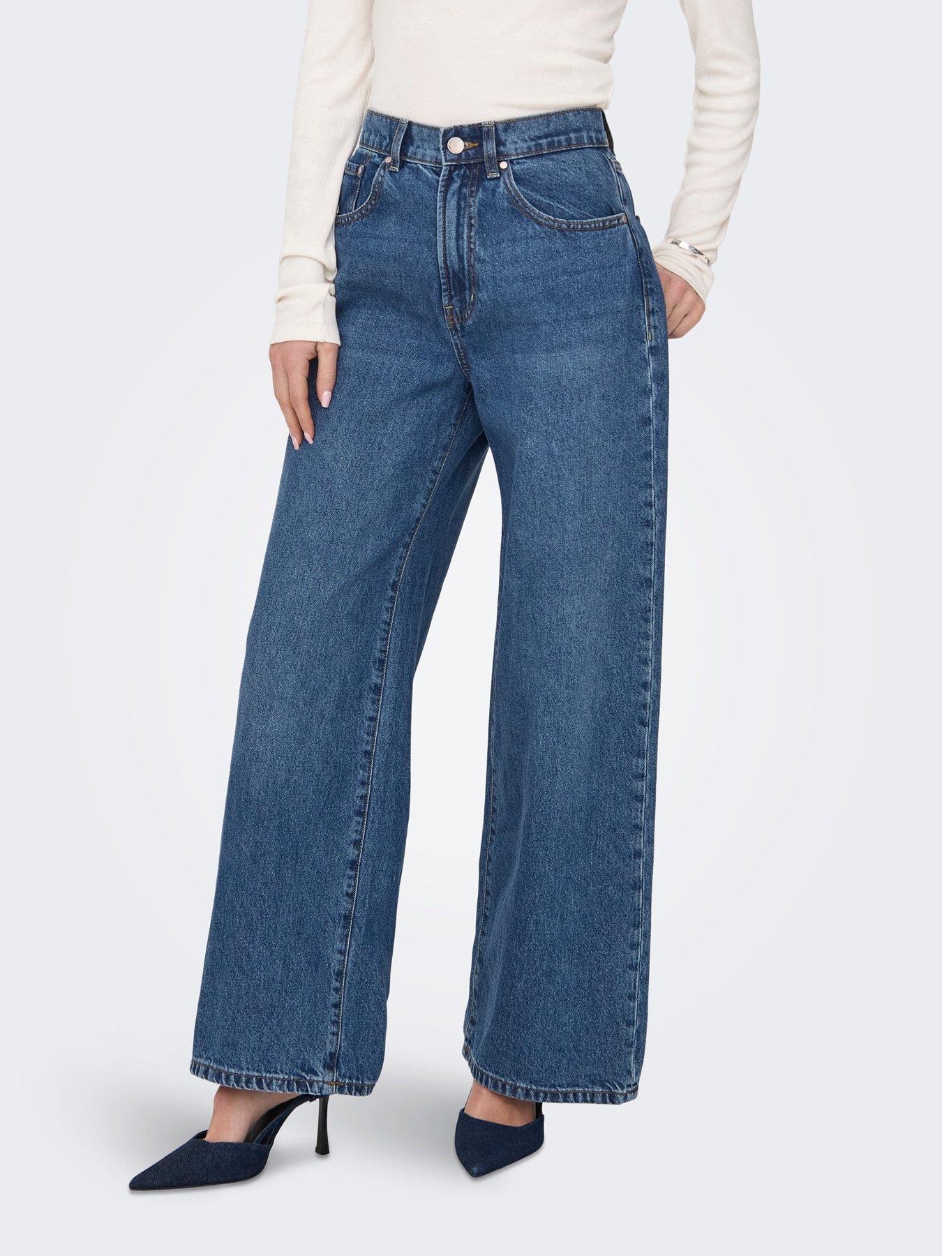 Only Women's Blue High Waist Wide Leg Jeans - Image 4
