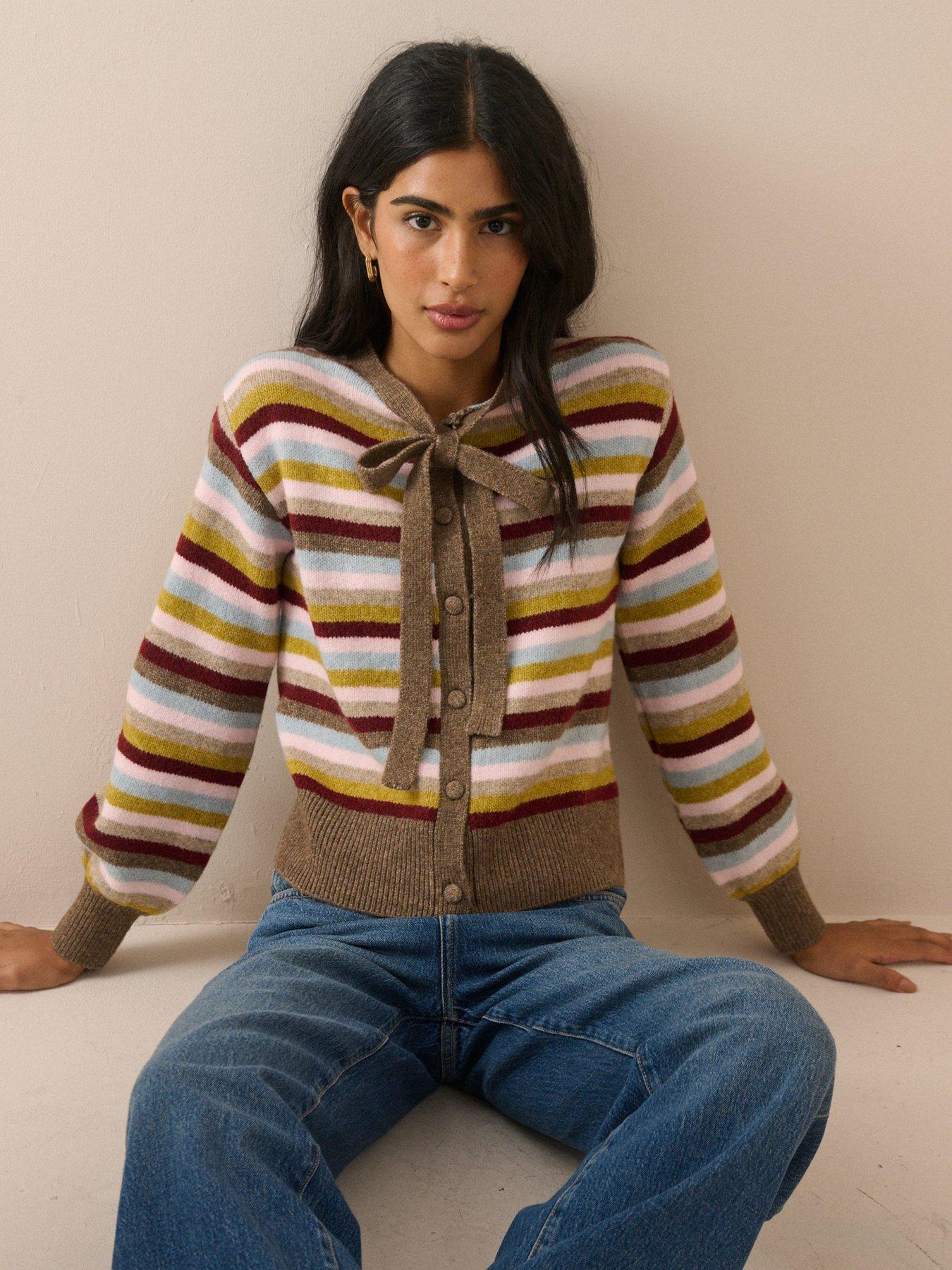 Nobody's Child Women's Multi-Coloured Neck Tie Cardigan Small - Image 2