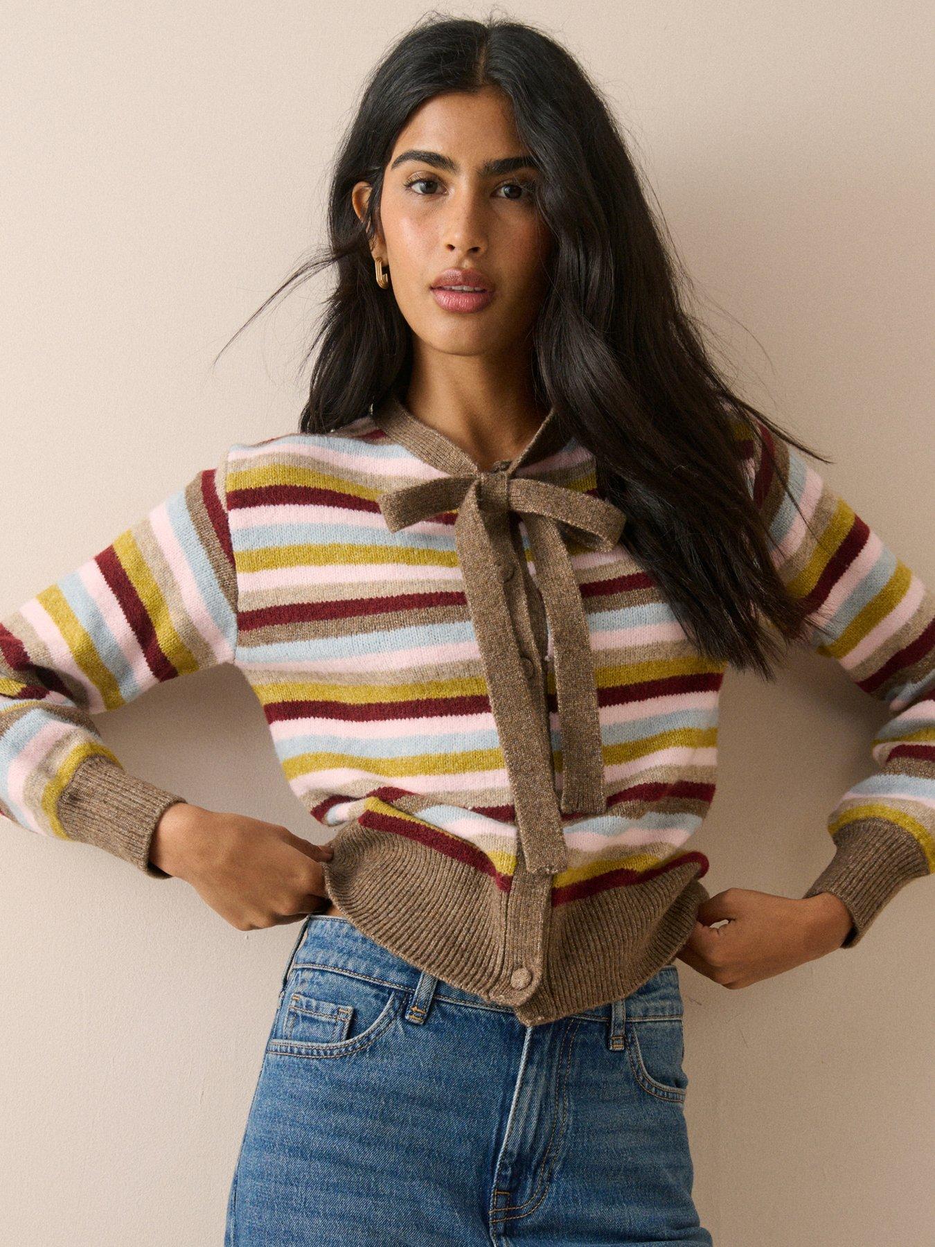 Image 3 of 5 of Nobodys Child Stripe Neck Tie Cardigan