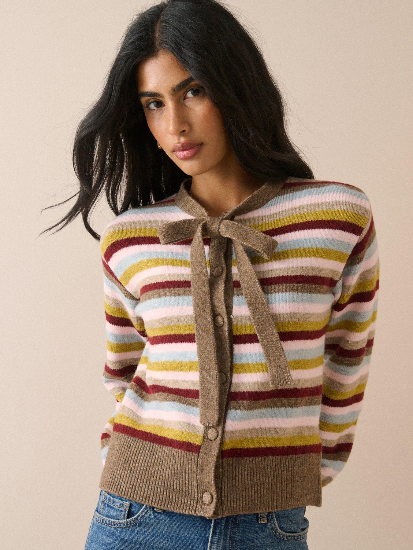 Image 5 of 5 of Nobodys Child Stripe Neck Tie Cardigan