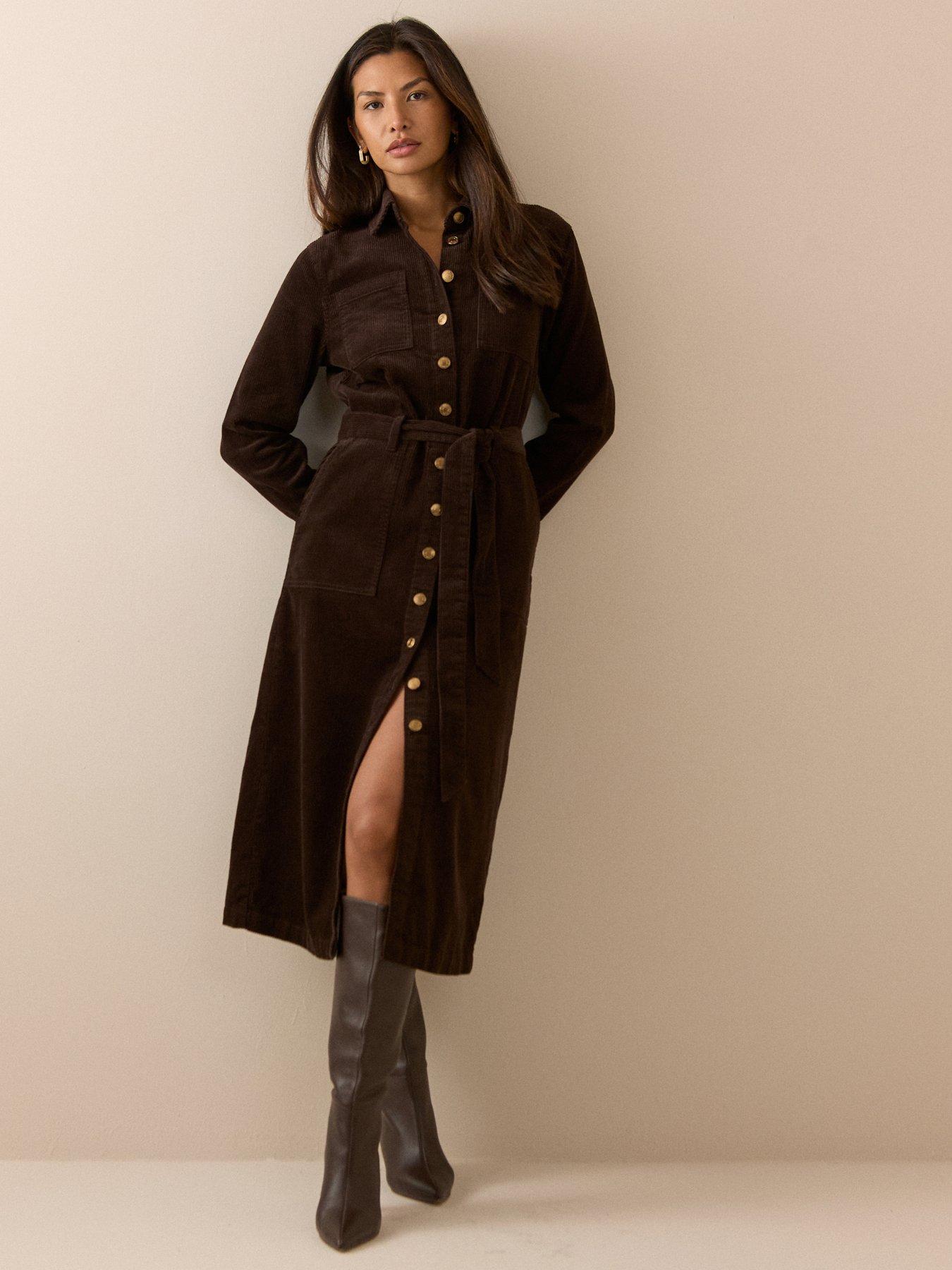 Image 3 of 6 of Nobodys Child Cord Finchley Shirt Dress - Brown
