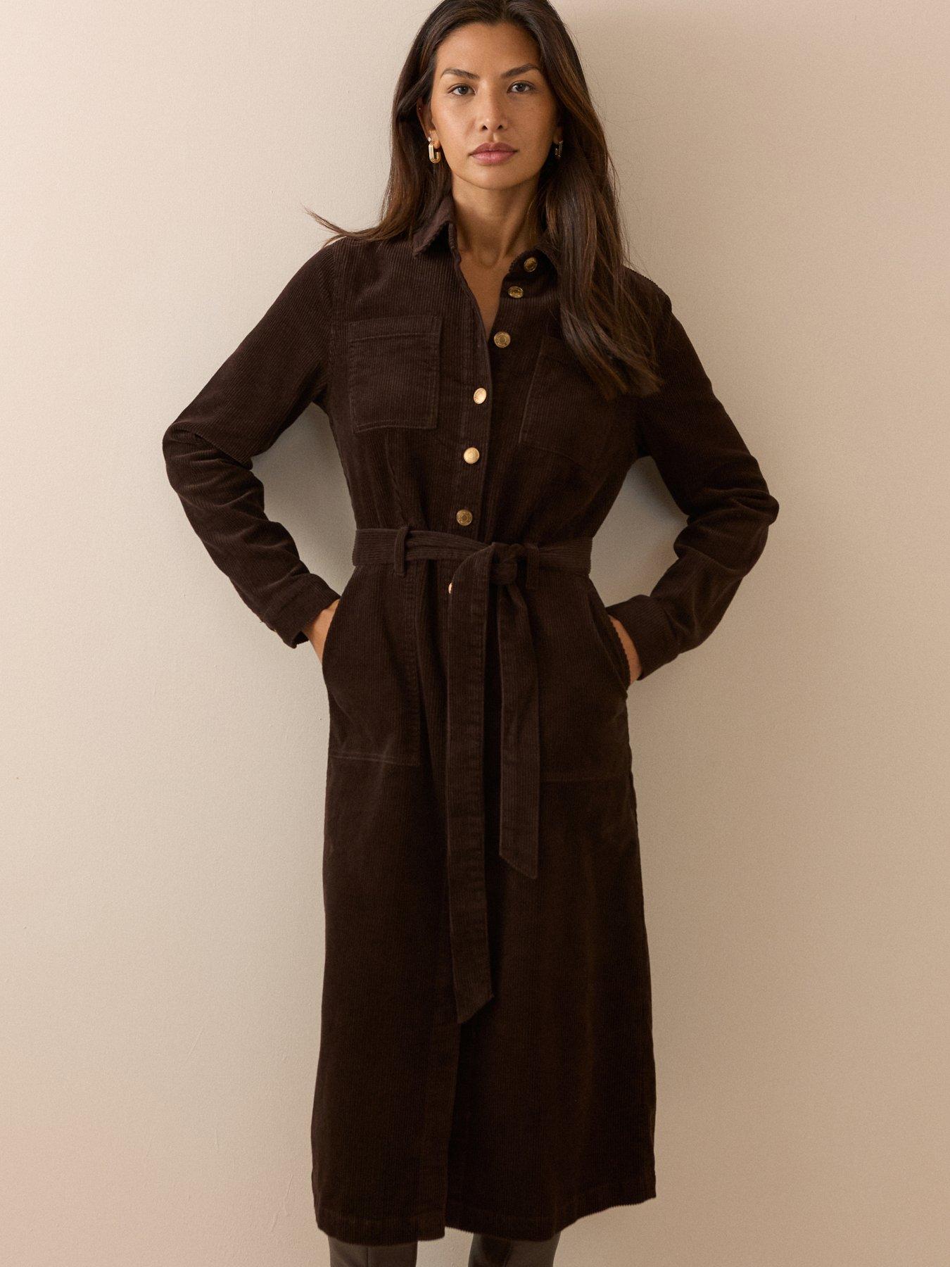 Image 4 of 6 of Nobodys Child Cord Finchley Shirt Dress - Brown