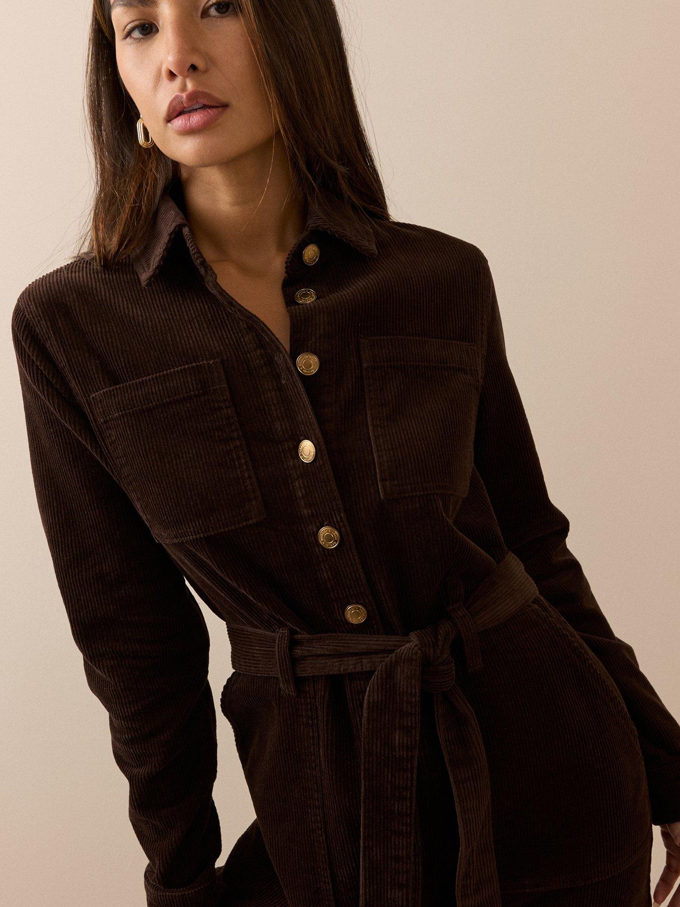 Image 5 of 6 of Nobodys Child Cord Finchley Shirt Dress - Brown