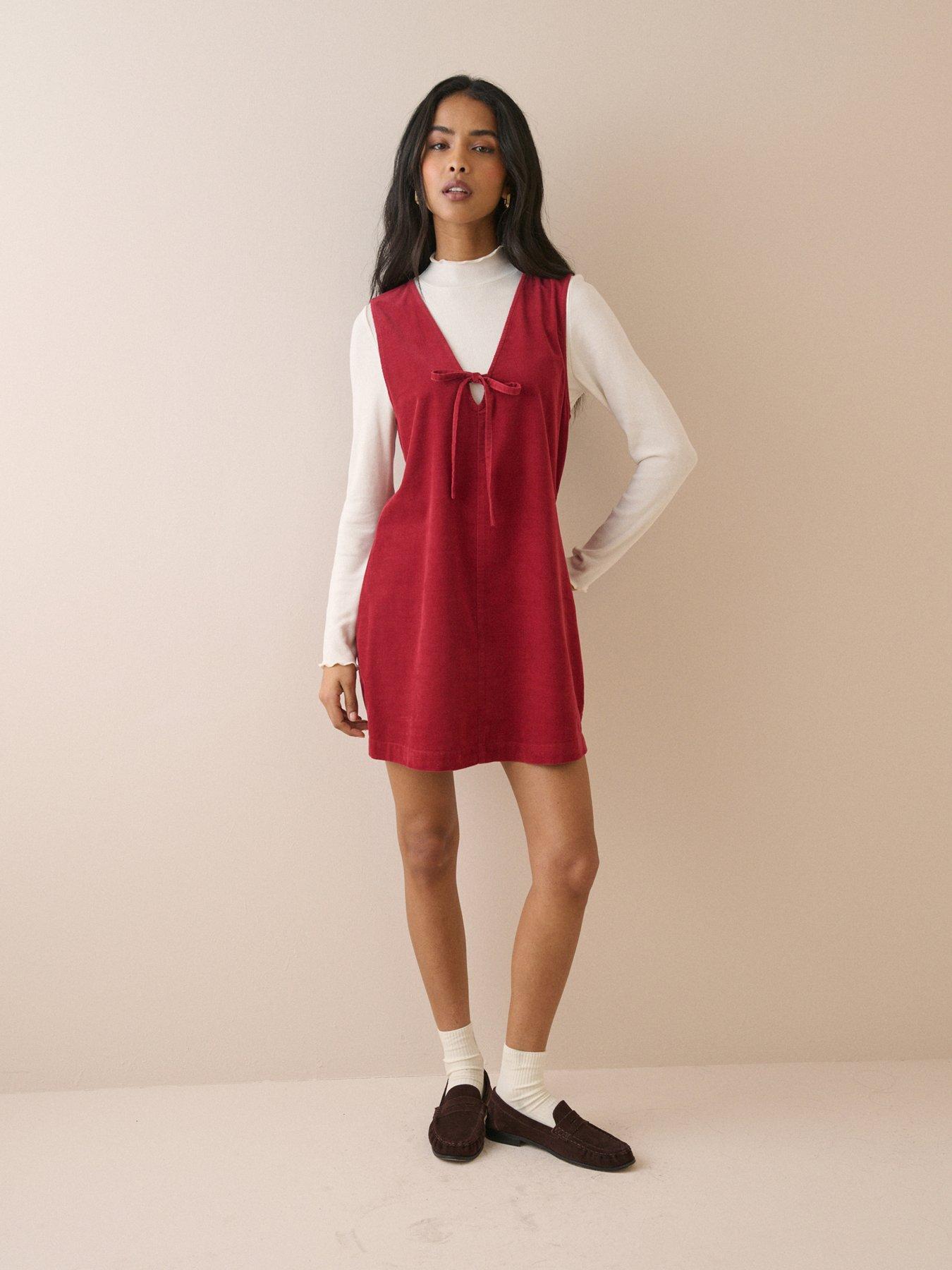 Nobodys Child Cord Nila Shift Mini Dress, Red, Size 8, Women