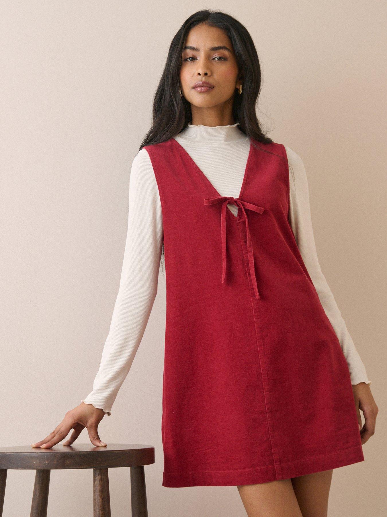 Image 3 of 5 of Nobodys Child Cord Nila Shift Mini Dress - Red