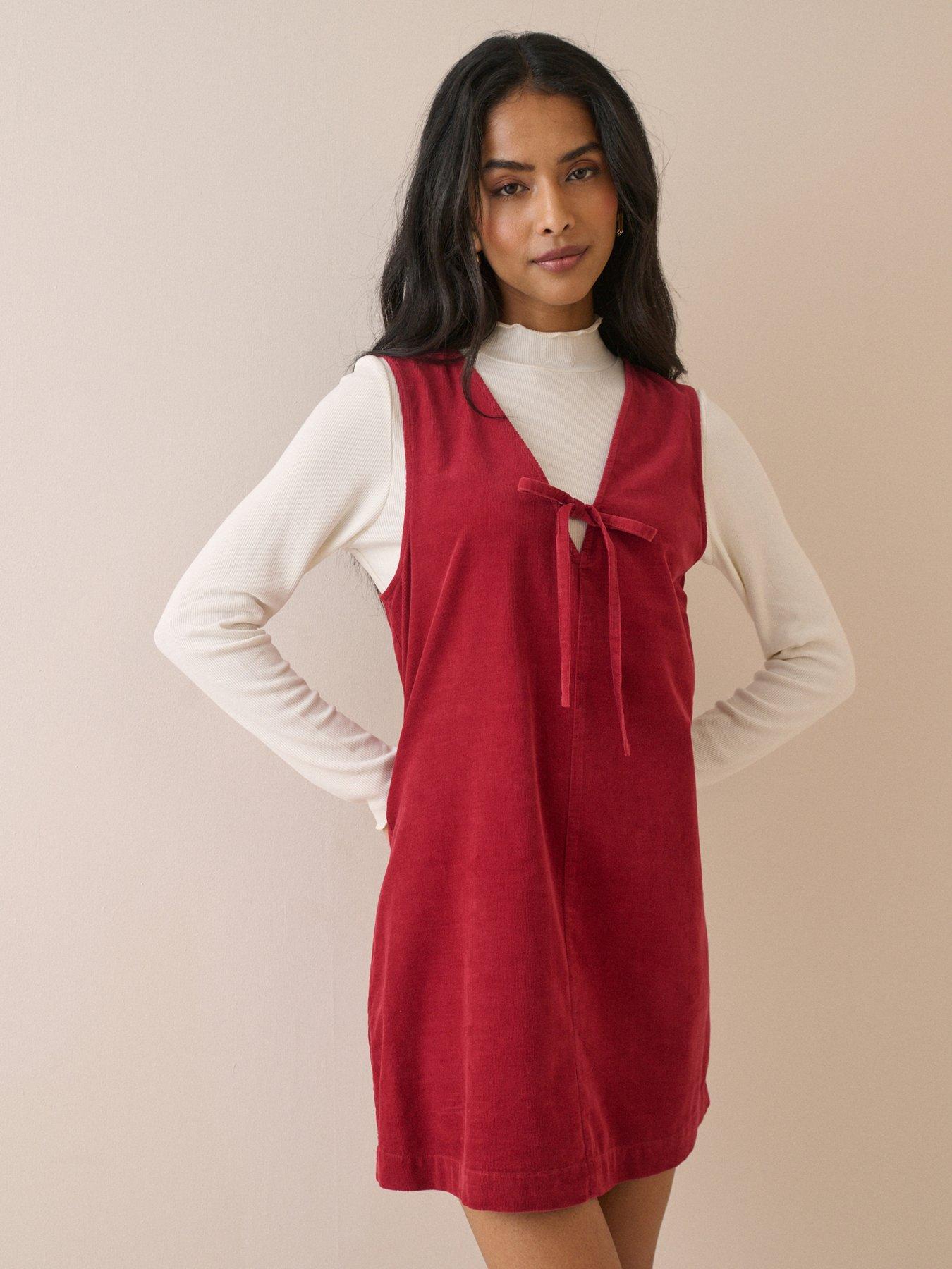 Image 5 of 5 of Nobodys Child Cord Nila Shift Mini Dress - Red