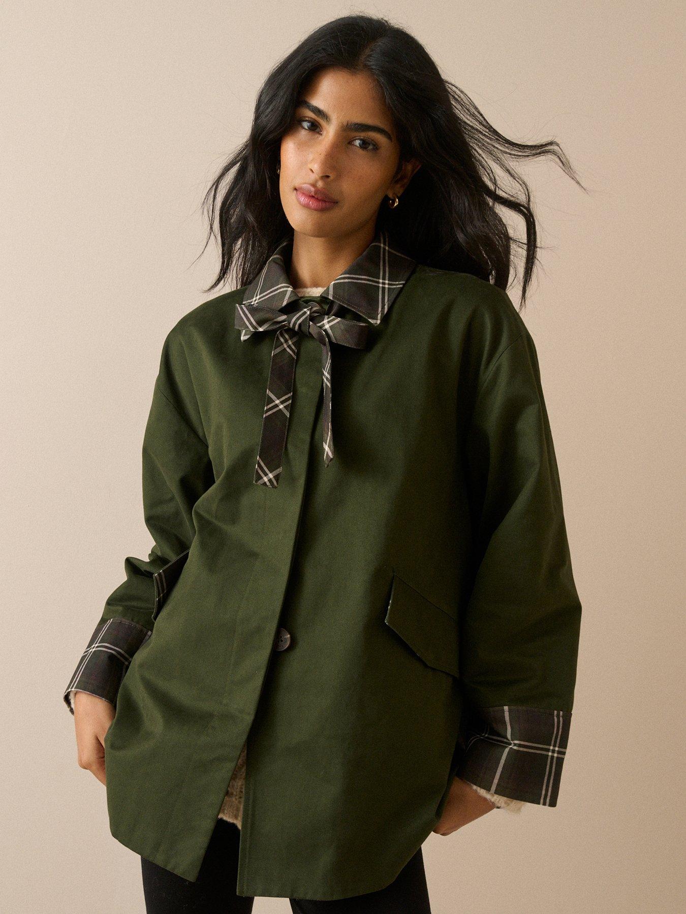 Image 4 of 5 of Nobodys Child Tartan Trim Country Jacket - Green