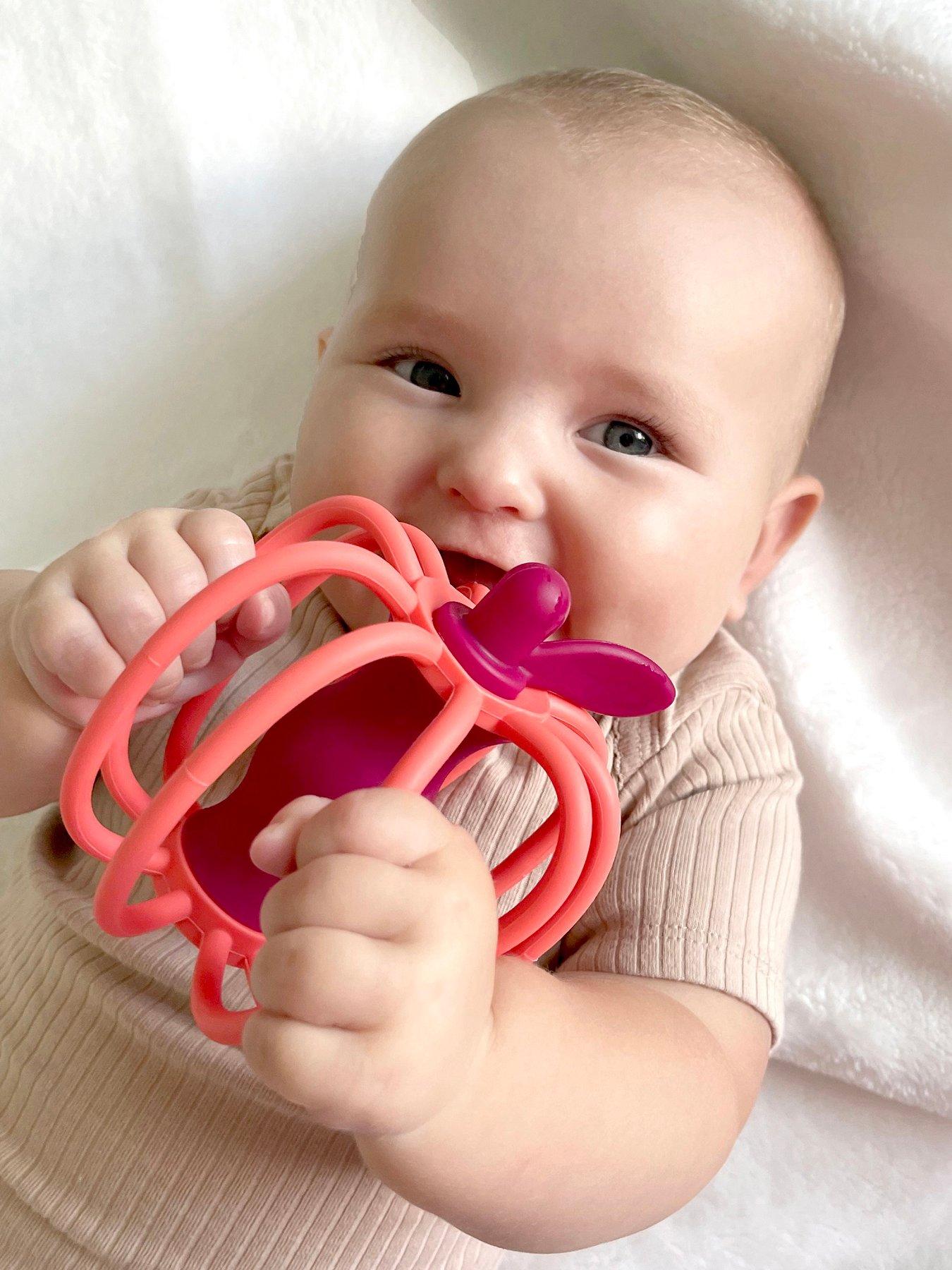 Image 1 of 2 of RazBaby Apple Silicone Teether &amp; Rattle
