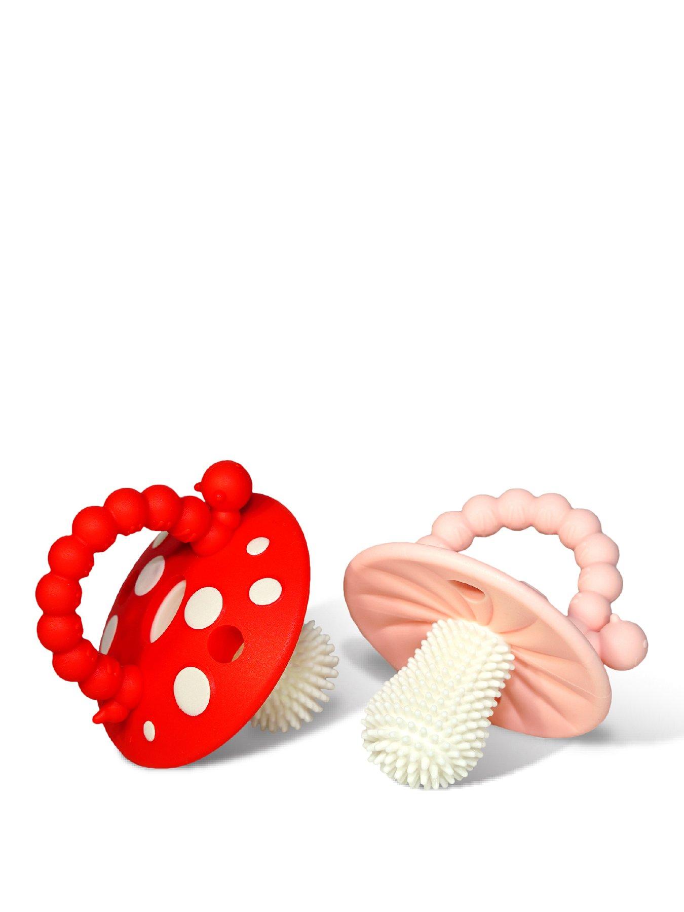 RazBaby RazBaby CHOMPY MUSHROOM TEETHER 2PK (RED & PINK) , Baby & Toddler Essential
