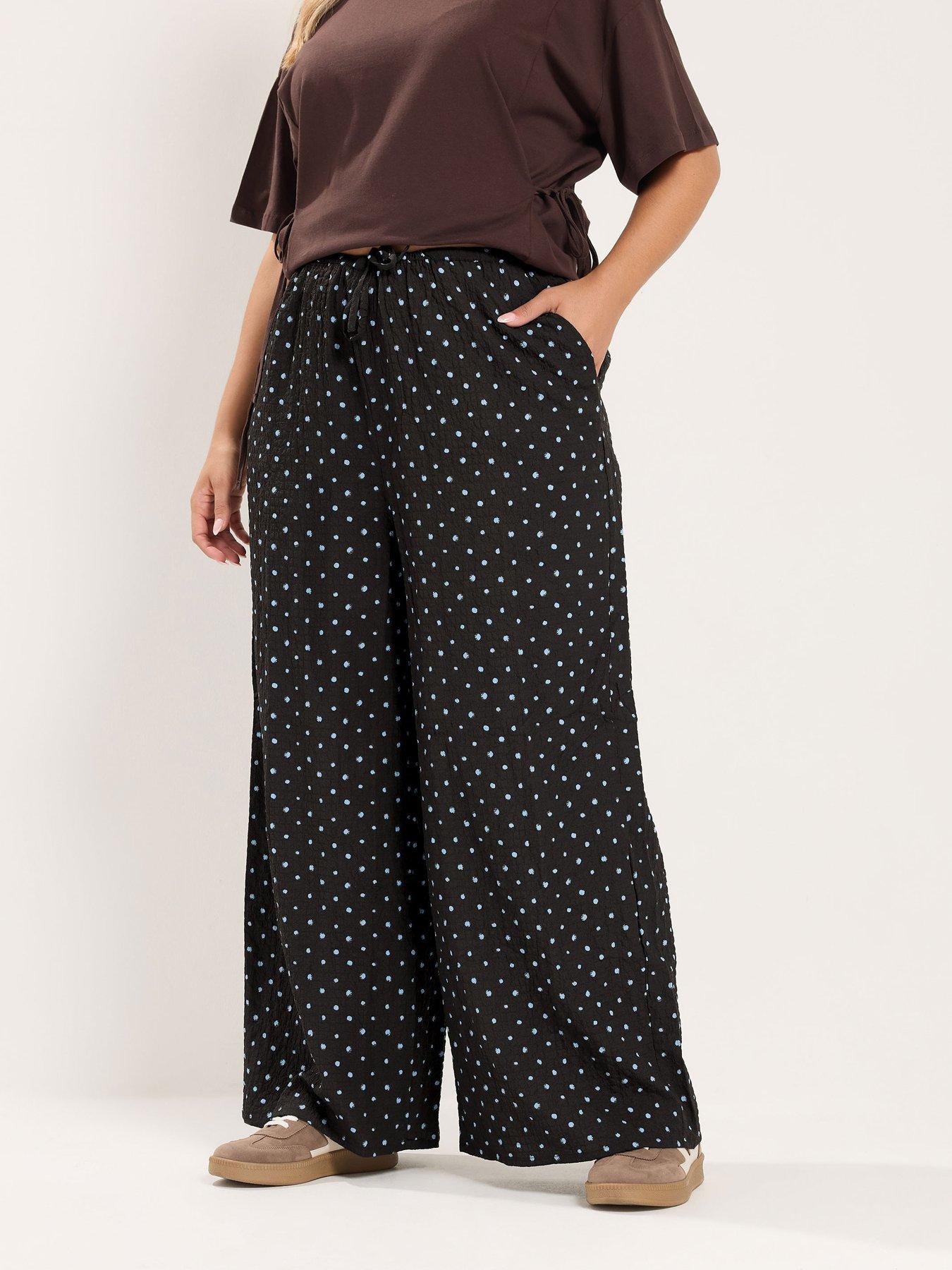 Image 1 of 4 of Yours Curve Wide Leg 30" Trousers - Brown