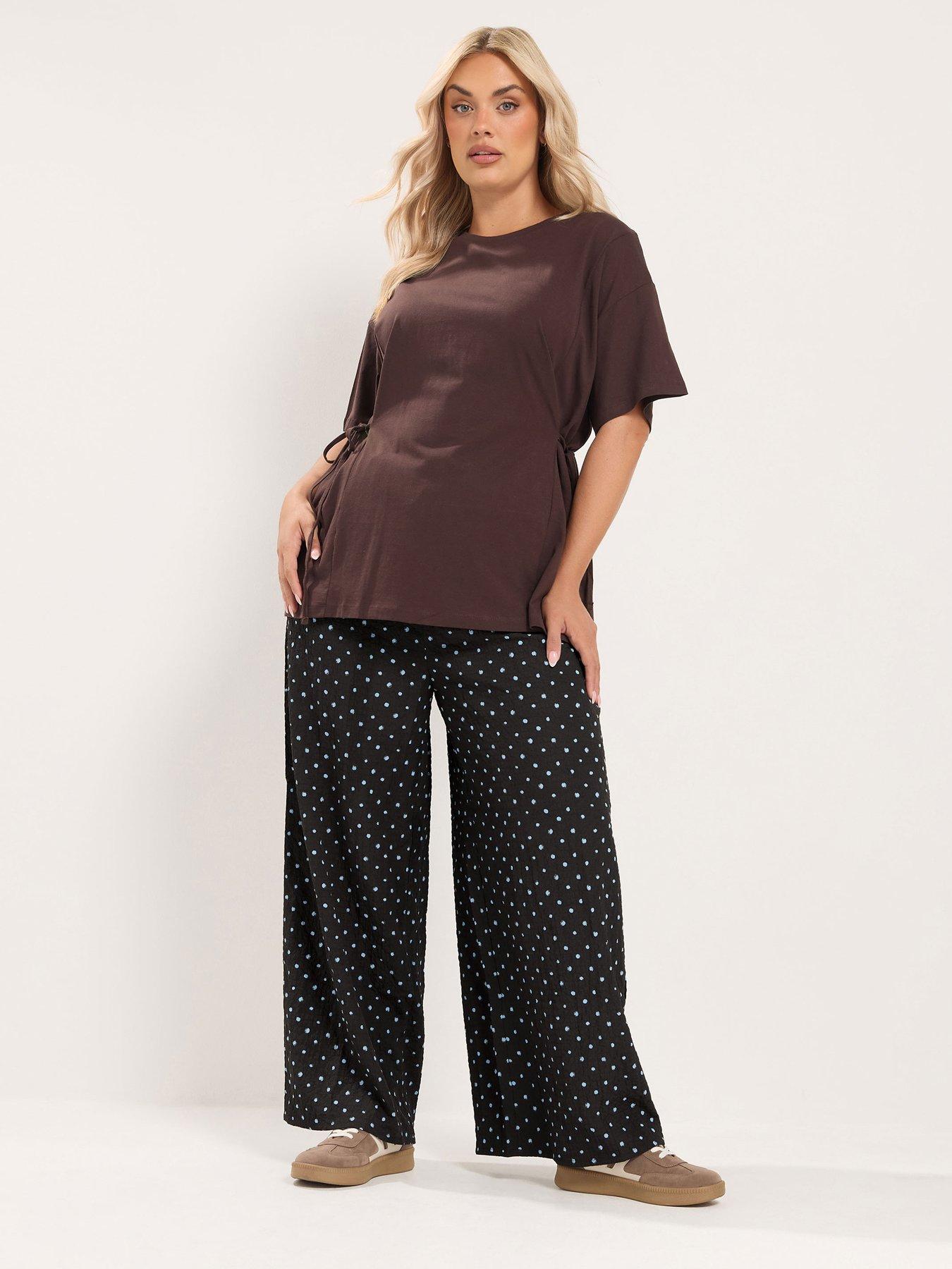 Image 3 of 4 of Yours Curve Wide Leg 30" Trousers - Brown