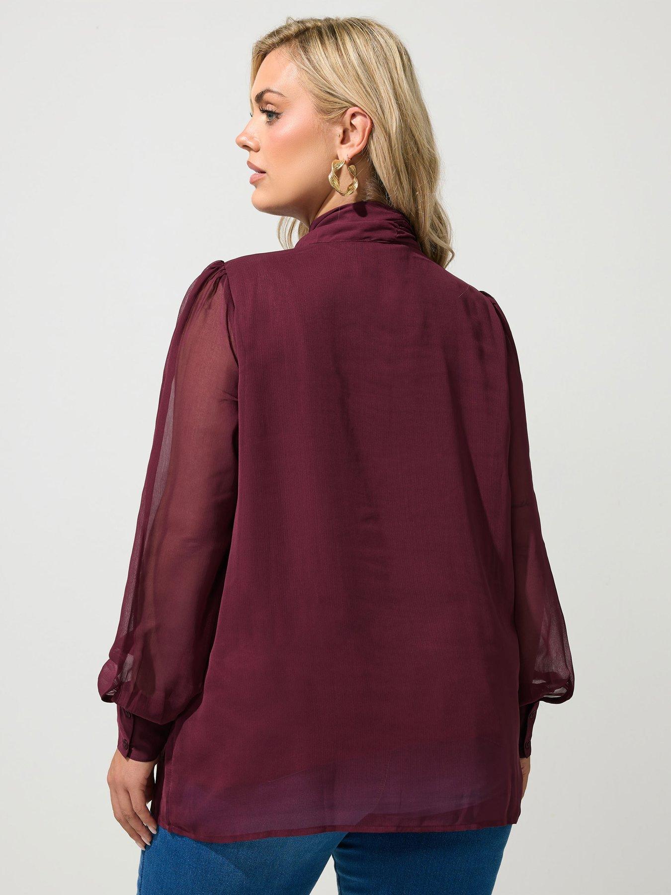Image 2 of 4 of Yours Curve Side Bow Blouse - Red