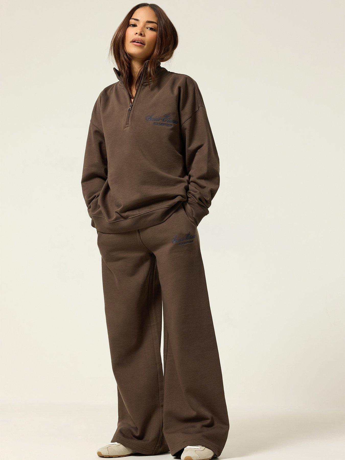 Image 1 of 4 of PixieGirl Petite Wide Leg Jogger - Brown