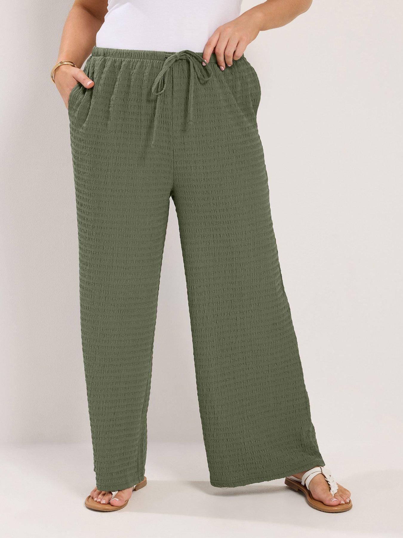 Image 1 of 4 of Yours Curve Wide Leg Textured Trouser 30"