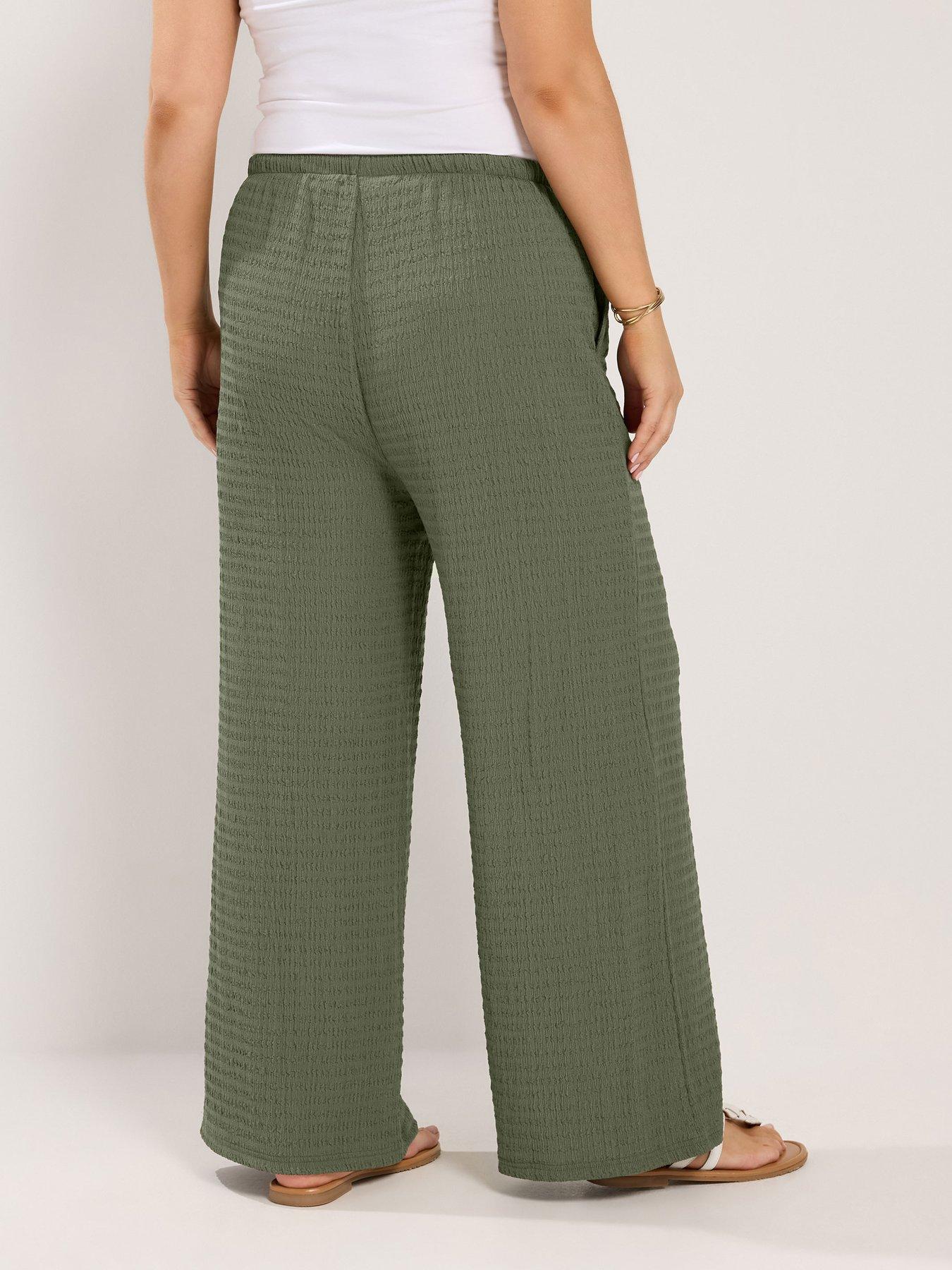 Image 2 of 4 of Yours Curve Wide Leg Textured Trouser 30"