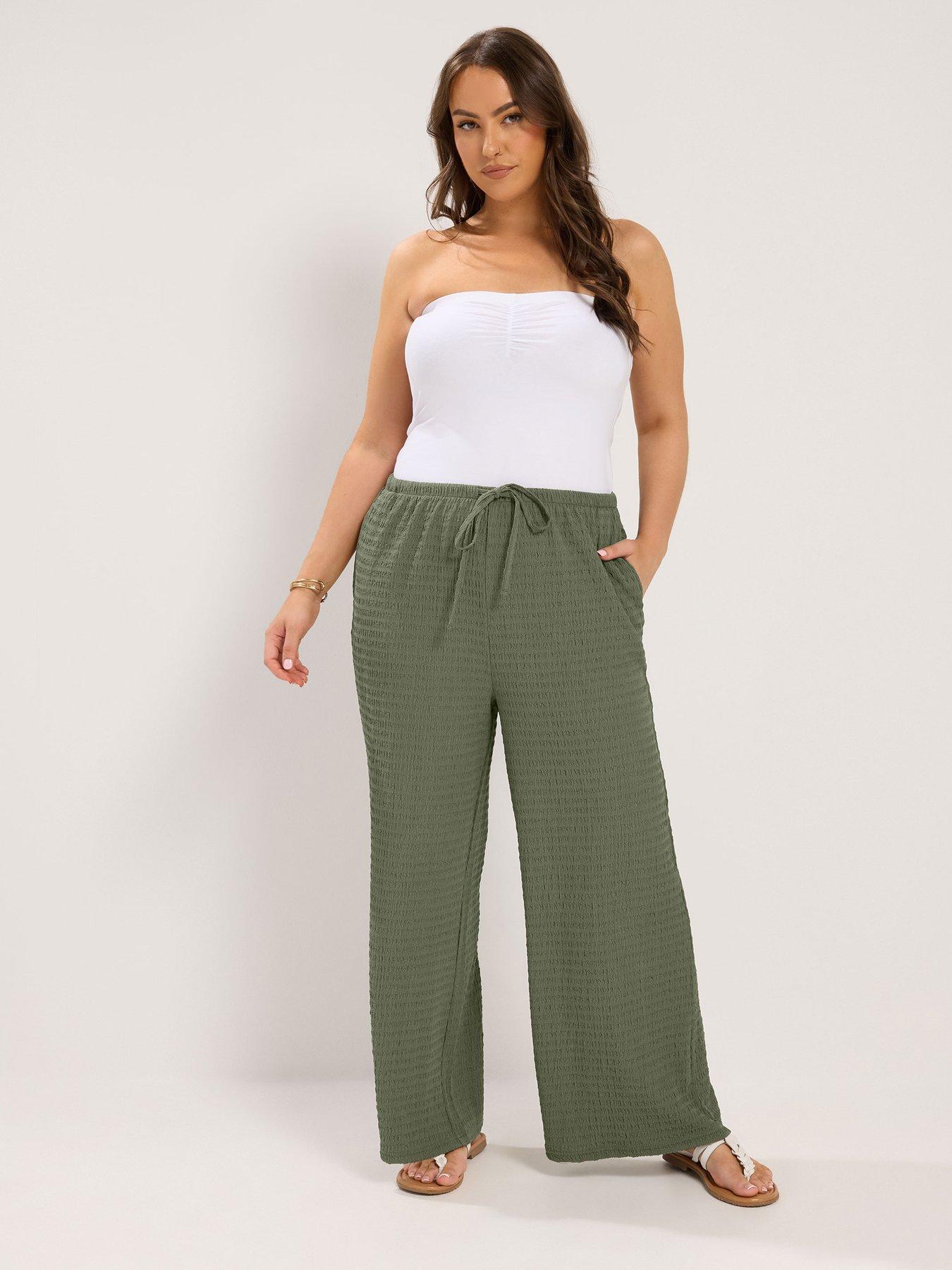 Image 3 of 4 of Yours Curve Wide Leg Textured Trouser 30"