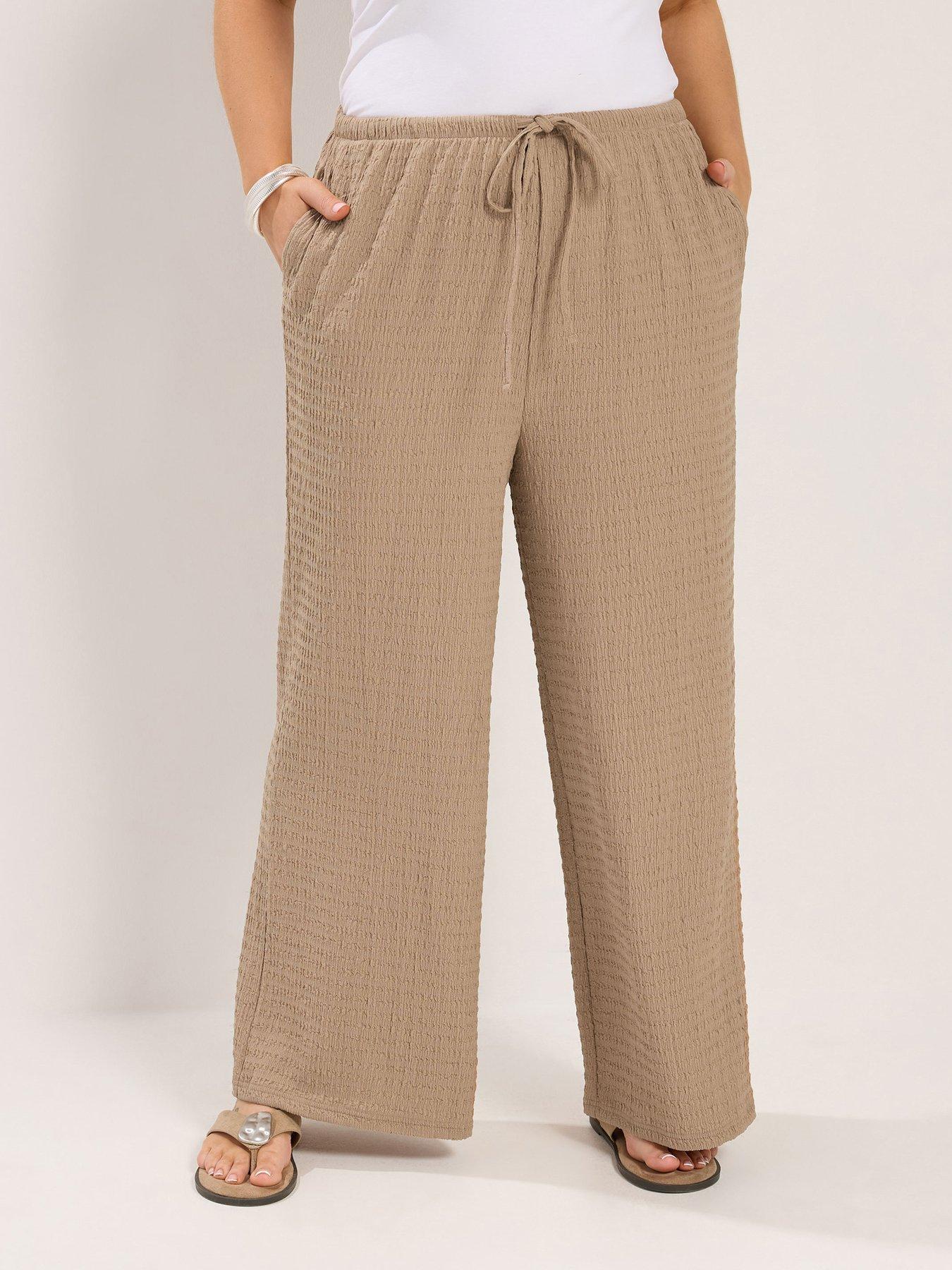 Image 1 of 4 of Yours Curve Wide Leg Textured Trouser 30"