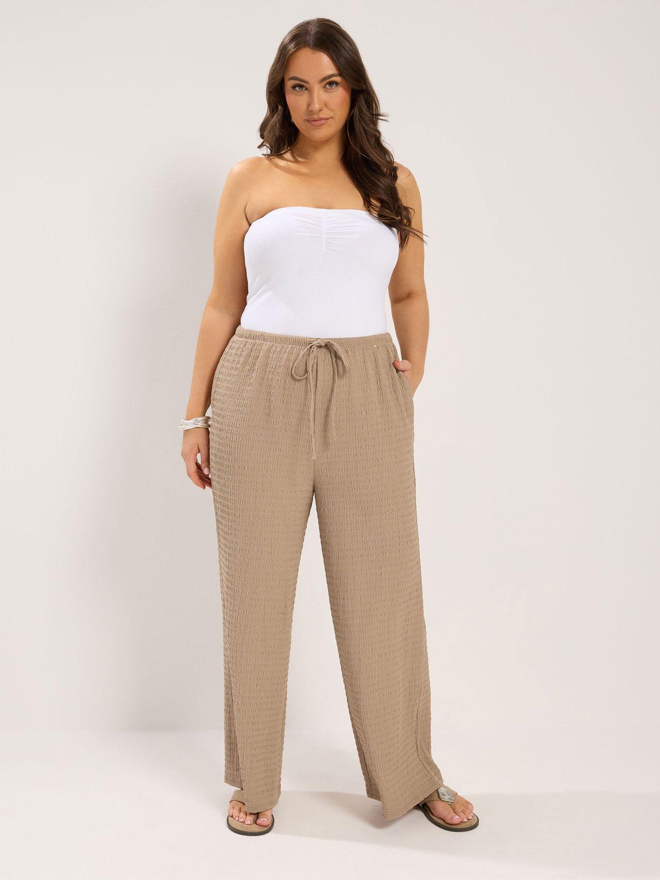 Image 3 of 4 of Yours Curve Wide Leg Textured Trouser 30"