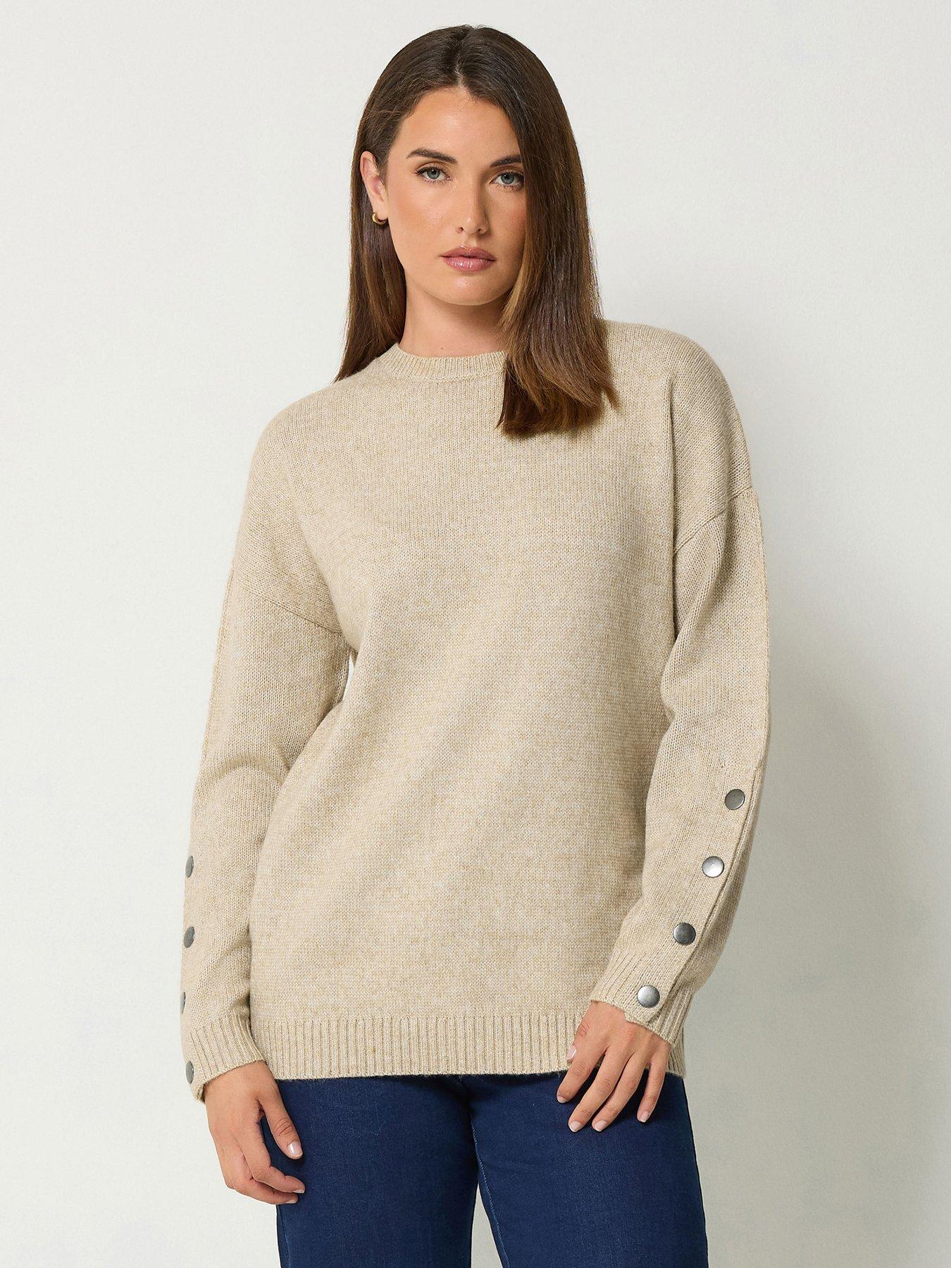 Image 1 of 4 of Long Tall Sally Button Sleeve Jumper - Cream