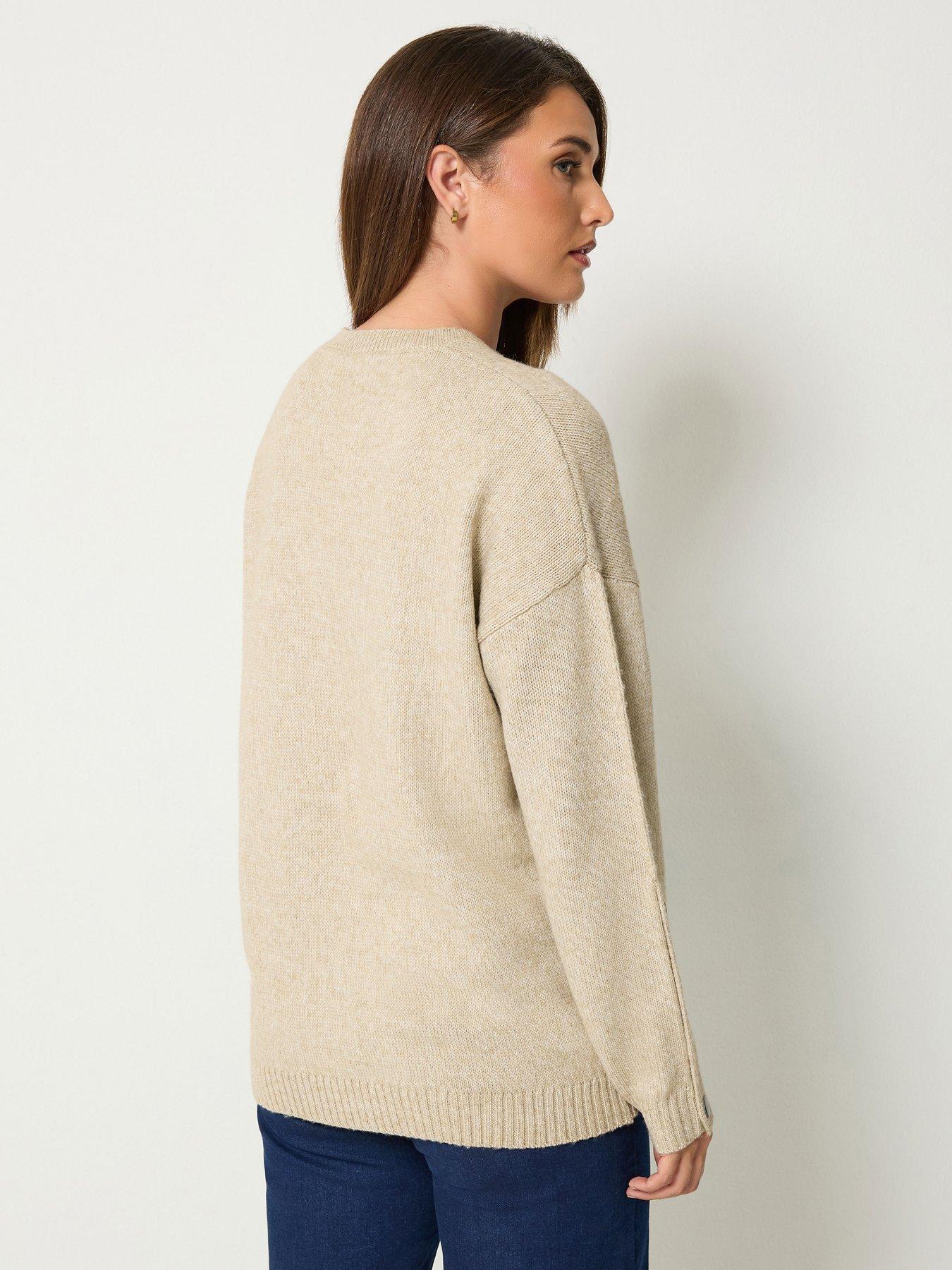 Image 2 of 4 of Long Tall Sally Button Sleeve Jumper - Cream