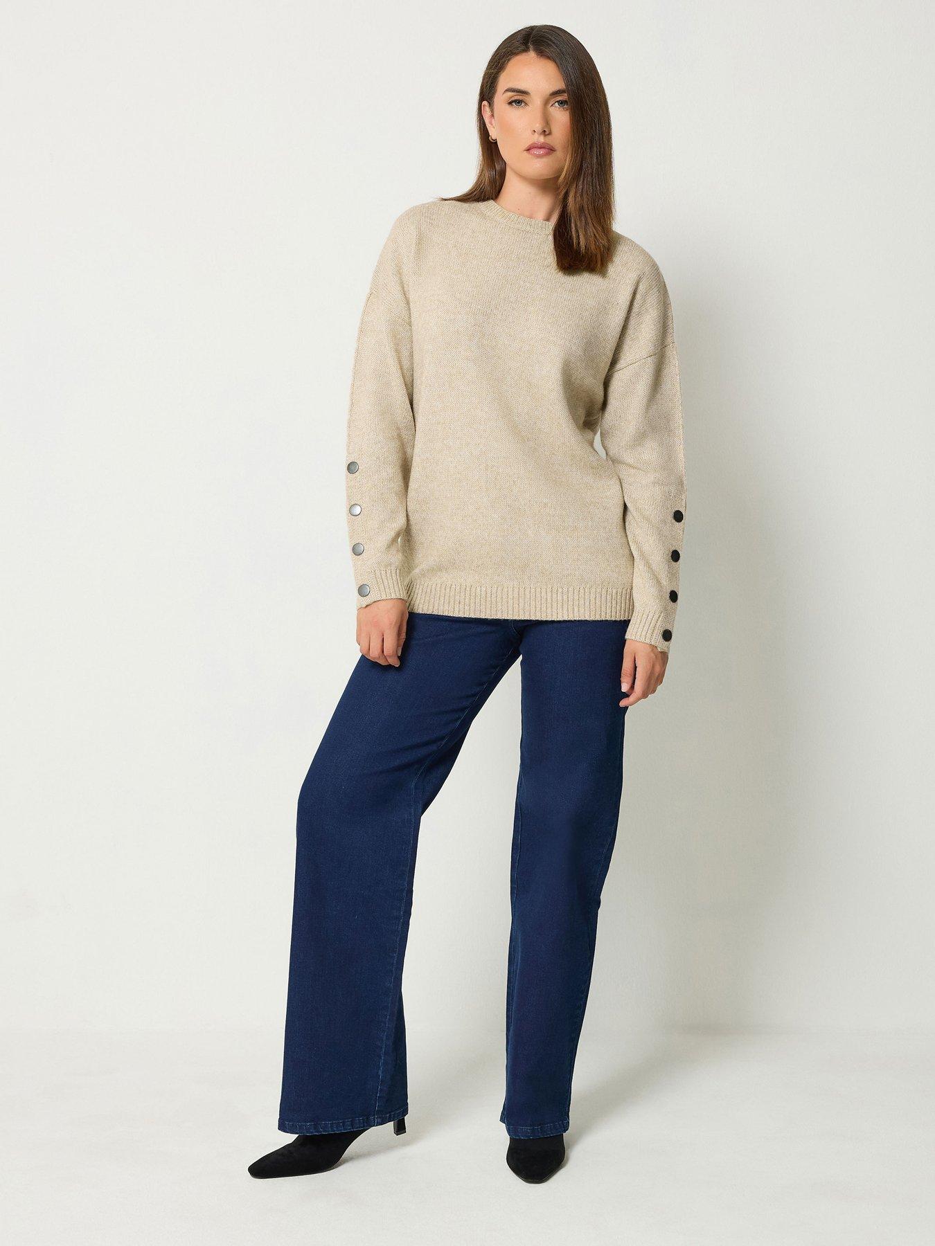 Image 3 of 4 of Long Tall Sally Button Sleeve Jumper - Cream