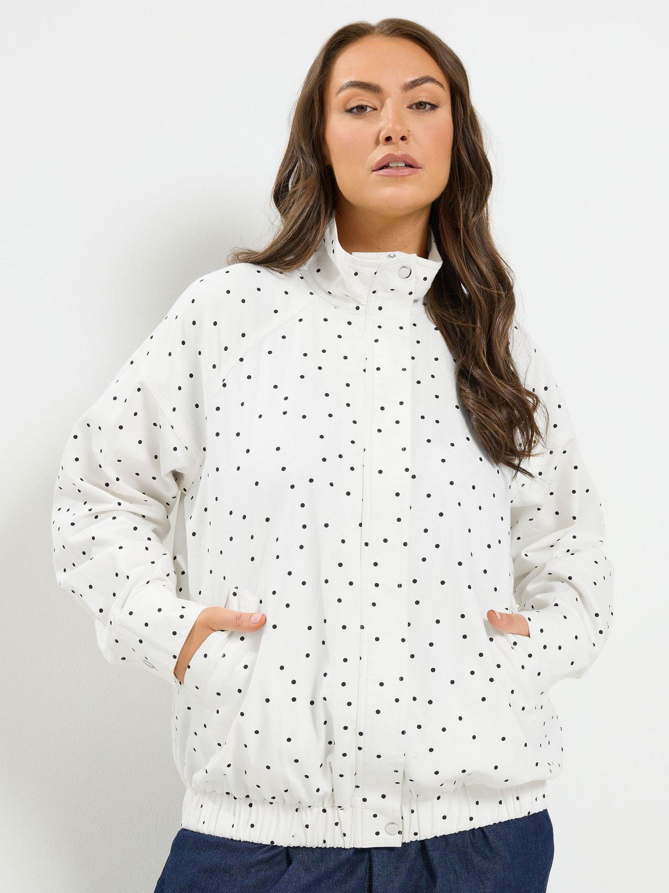 Yours Curve Funnel Neck Twill Bomber Jacket - White