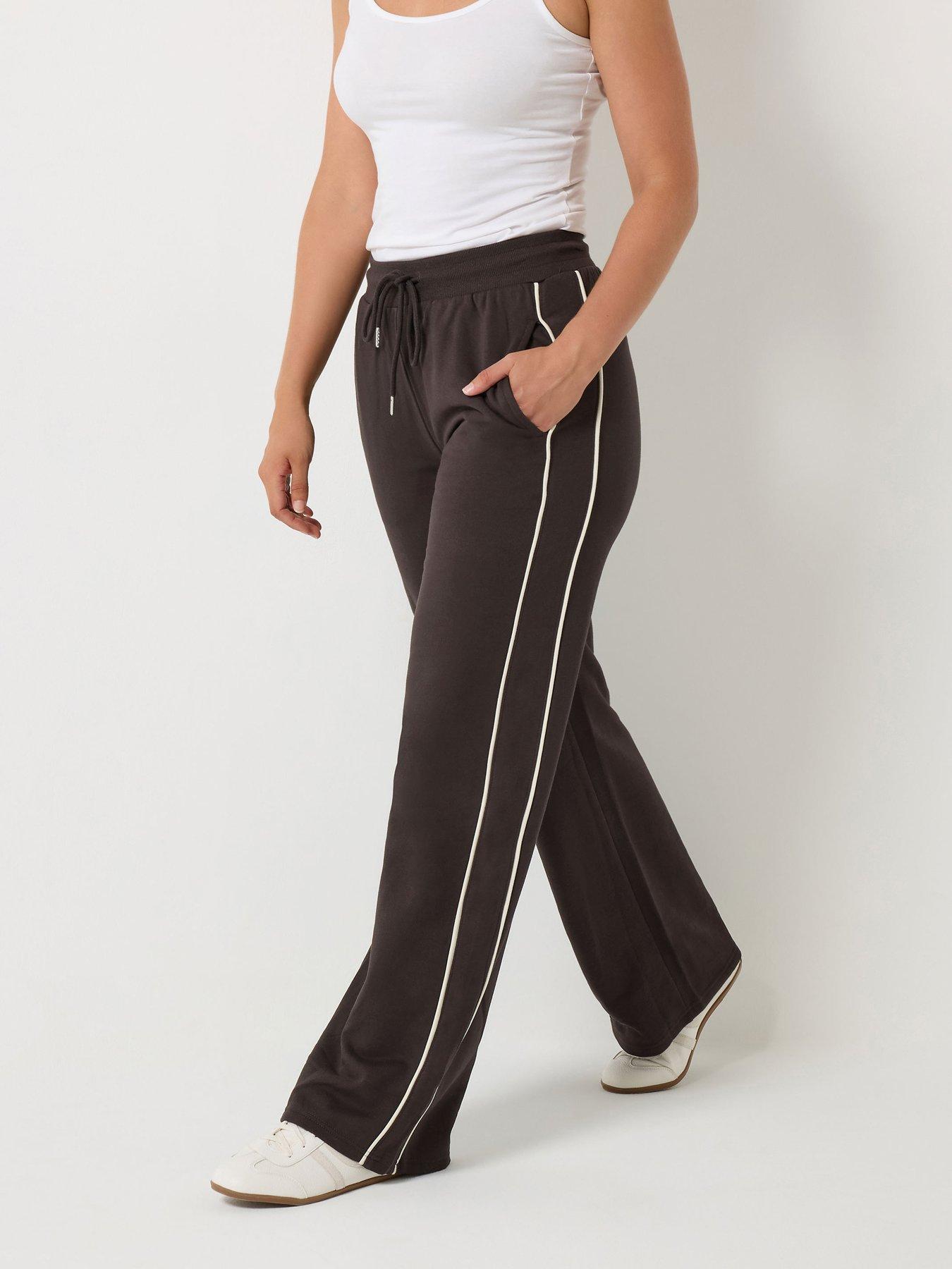 Image 1 of 4 of Long Tall Sally Piped Wide Leg Jogger 34" - Brown