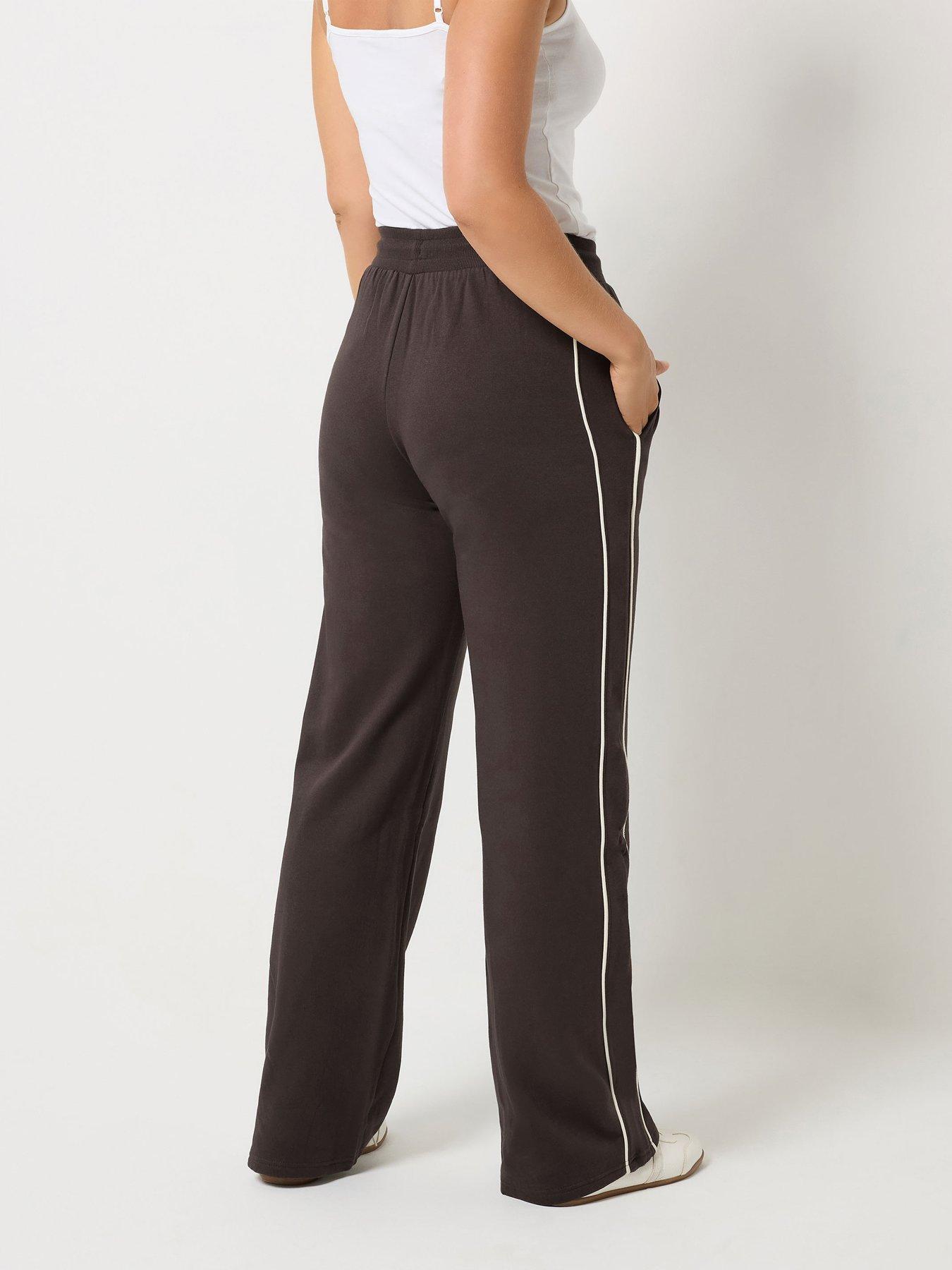 Image 2 of 4 of Long Tall Sally Piped Wide Leg Jogger 34" - Brown