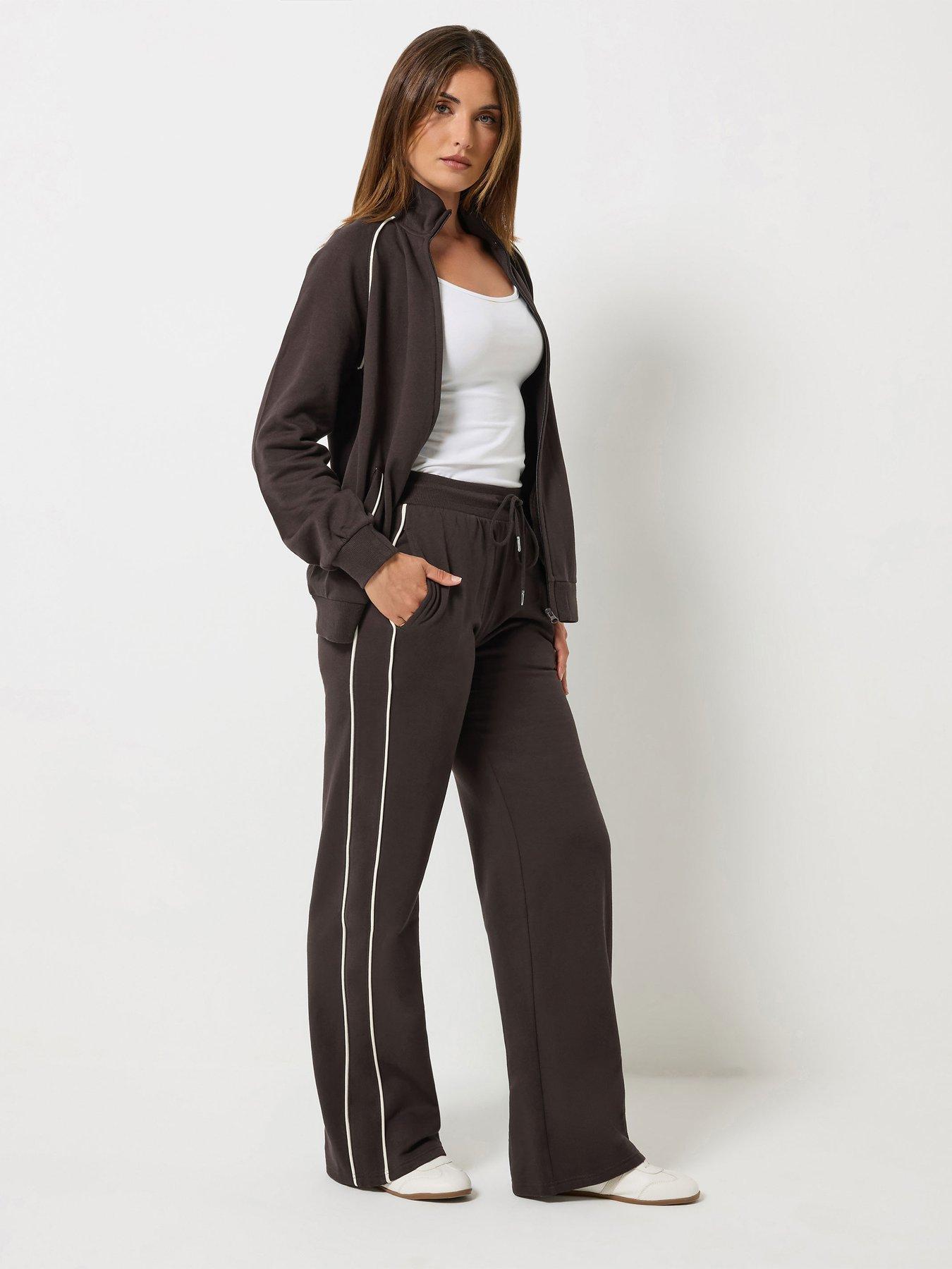 Image 3 of 4 of Long Tall Sally Piped Wide Leg Jogger 34" - Brown