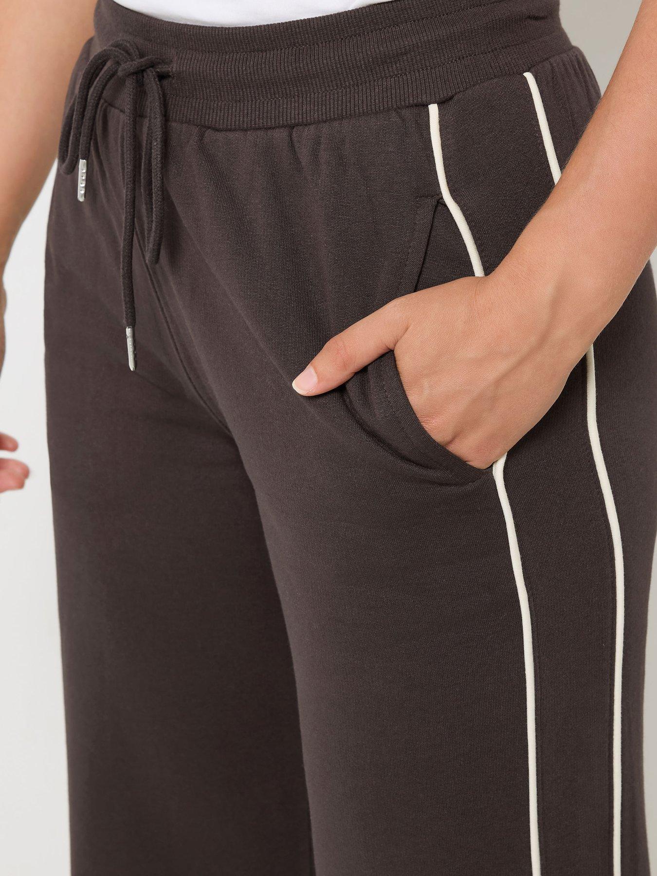 Image 4 of 4 of Long Tall Sally Piped Wide Leg Jogger 34" - Brown