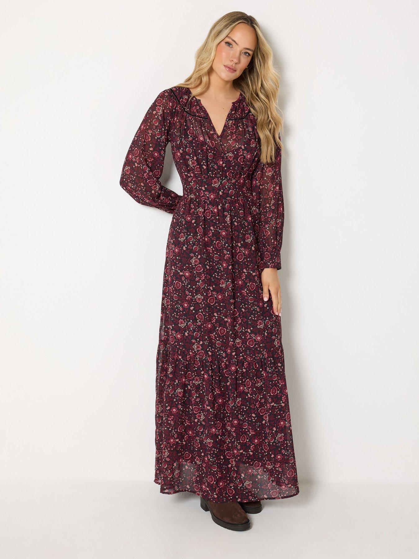 Image 1 of 4 of Long Tall Sally Ditsy Georgette Maxi Dress - Black